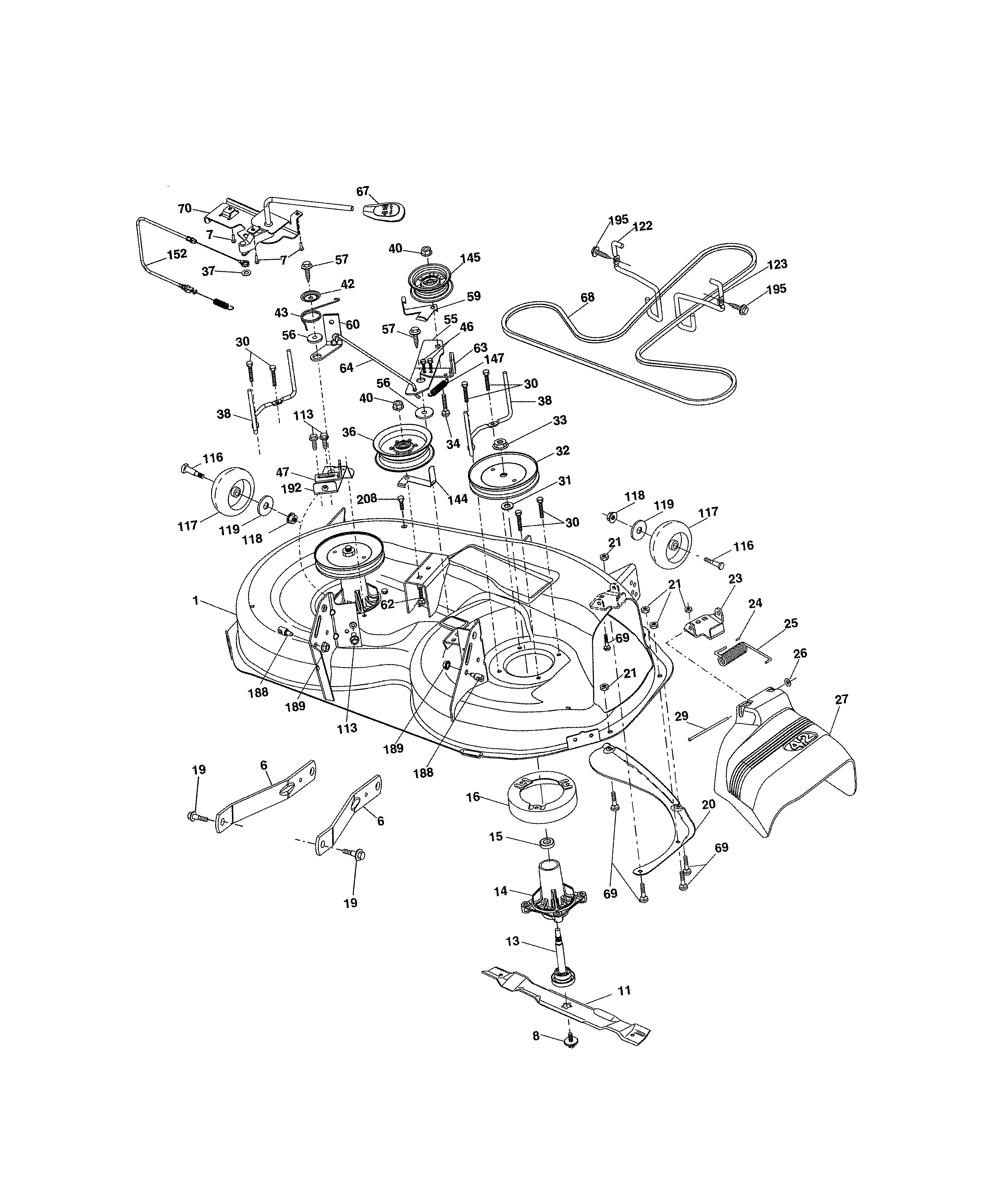 Ariens A19K42 (96046000500) mower deck diagram