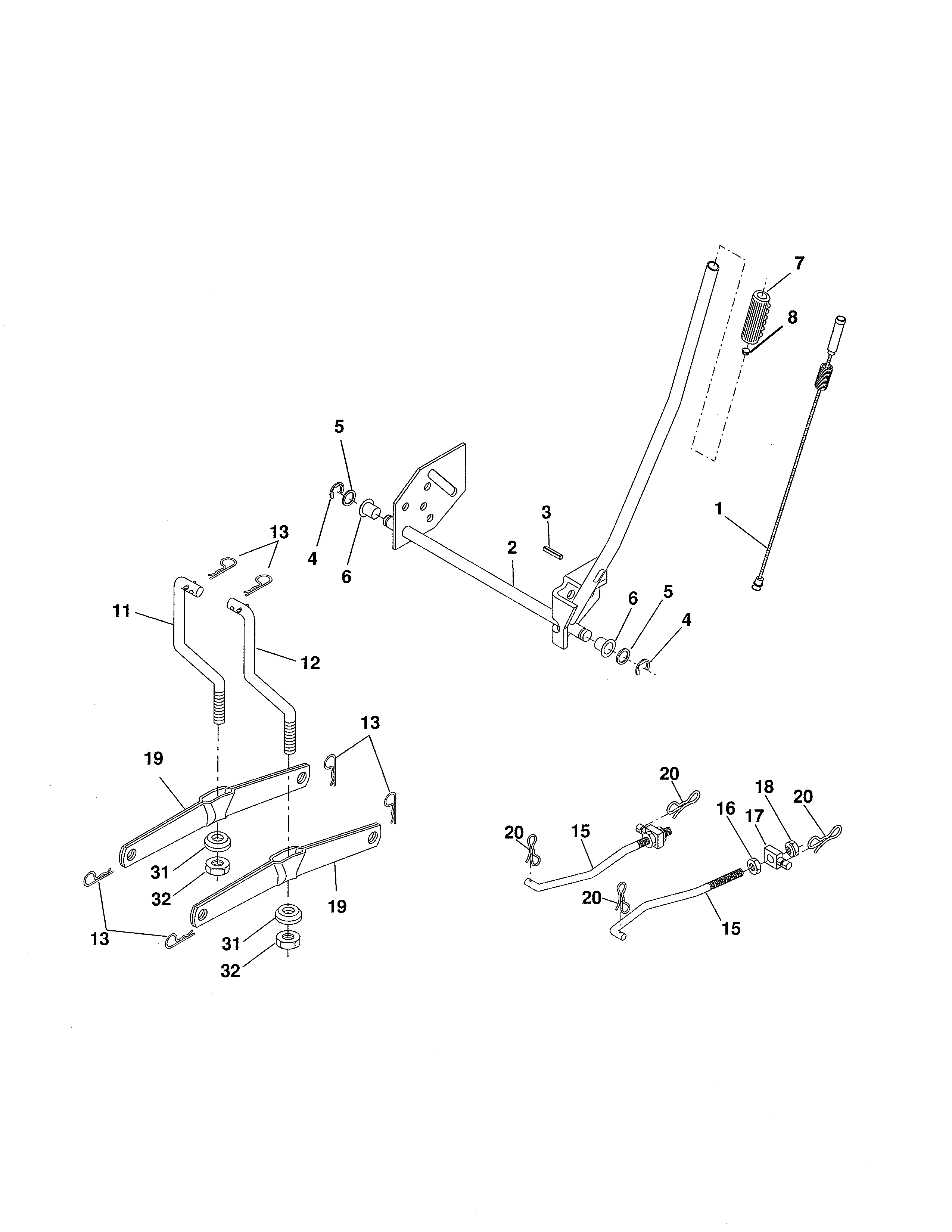 Ariens A175BG42 (96016002102) mower lift diagram