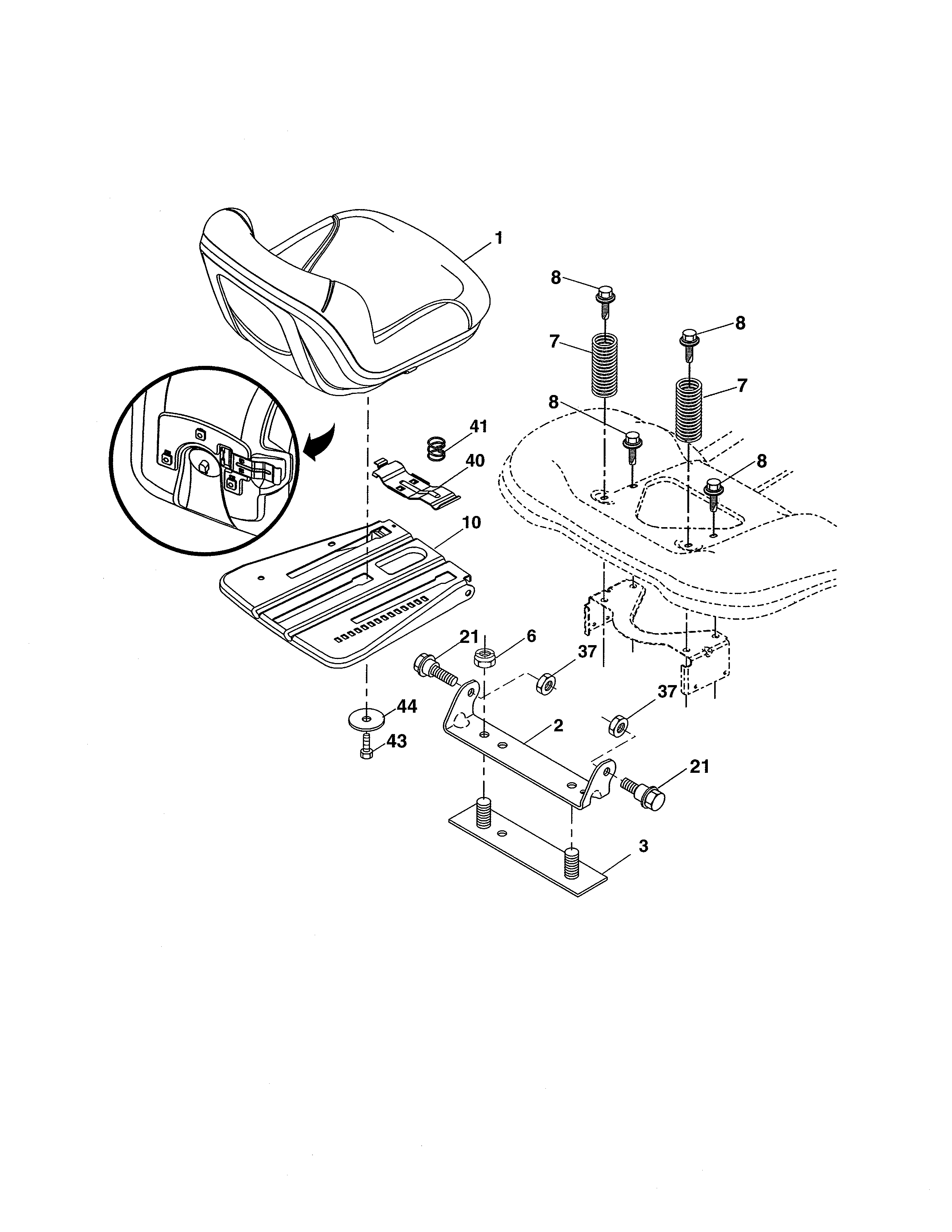 Ariens 936045 seat diagram