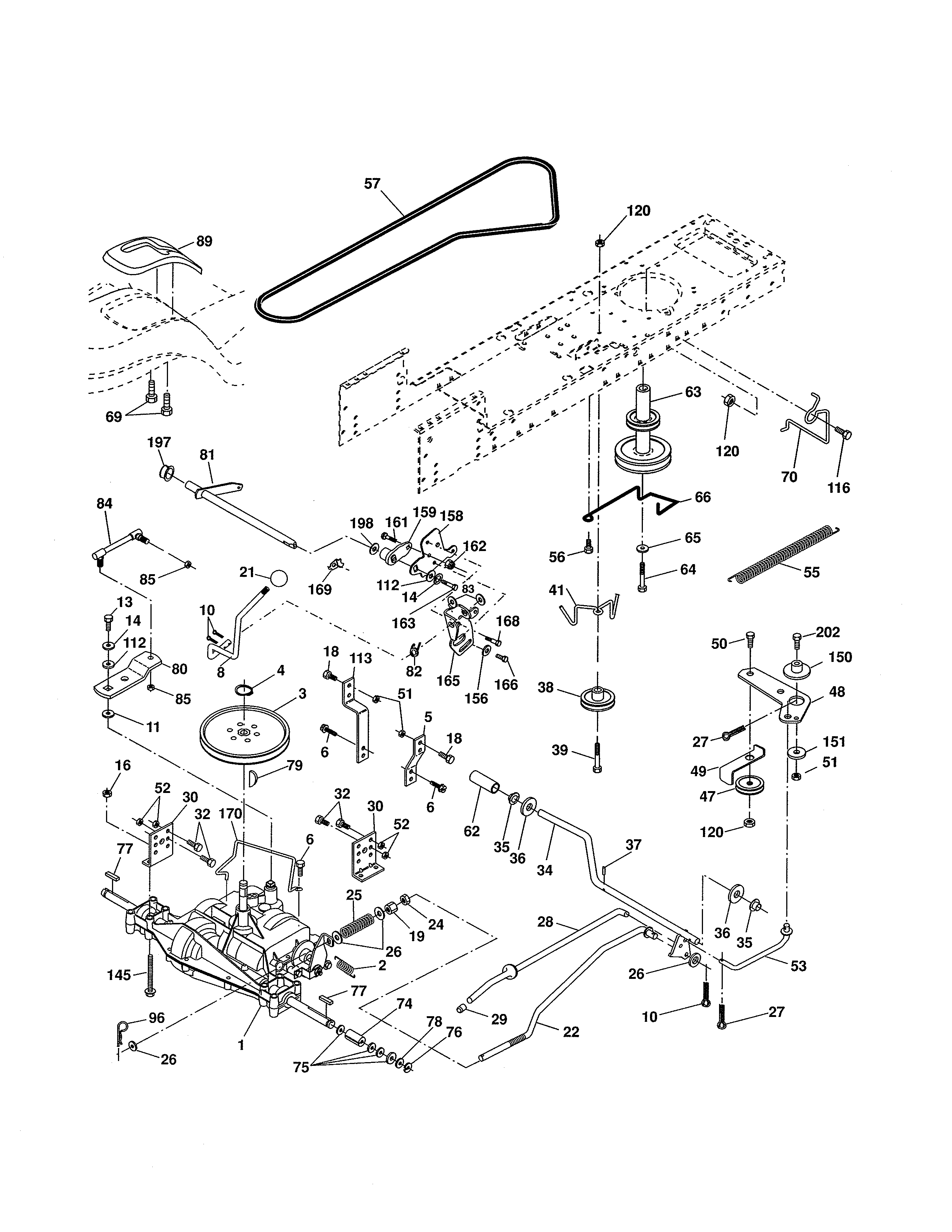 Poulan PXT175G42 (96016002400) drive diagram