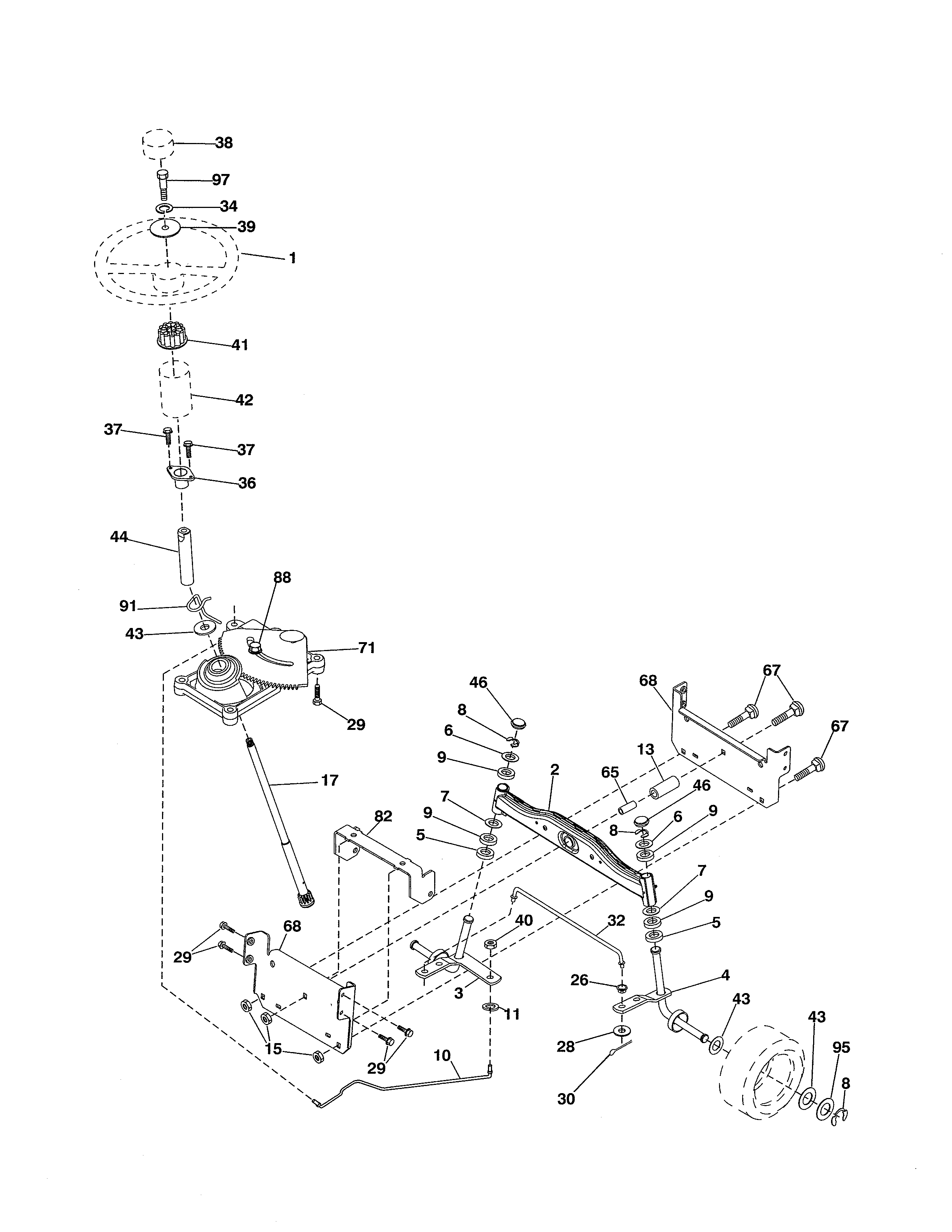Poulan PXT175G42 (96016002400) steering diagram