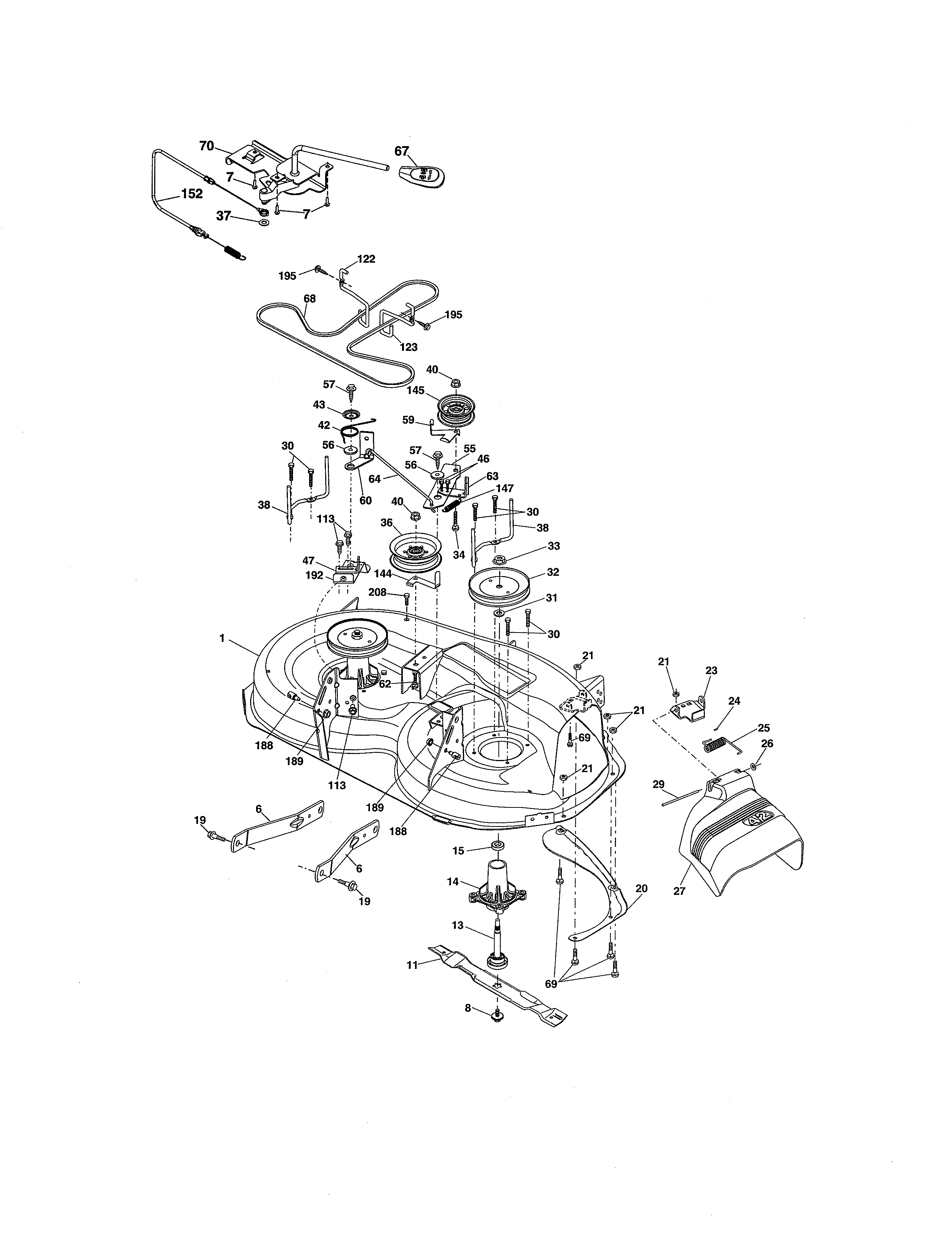 Poulan PXT195G42 (96046002200) mower deck diagram