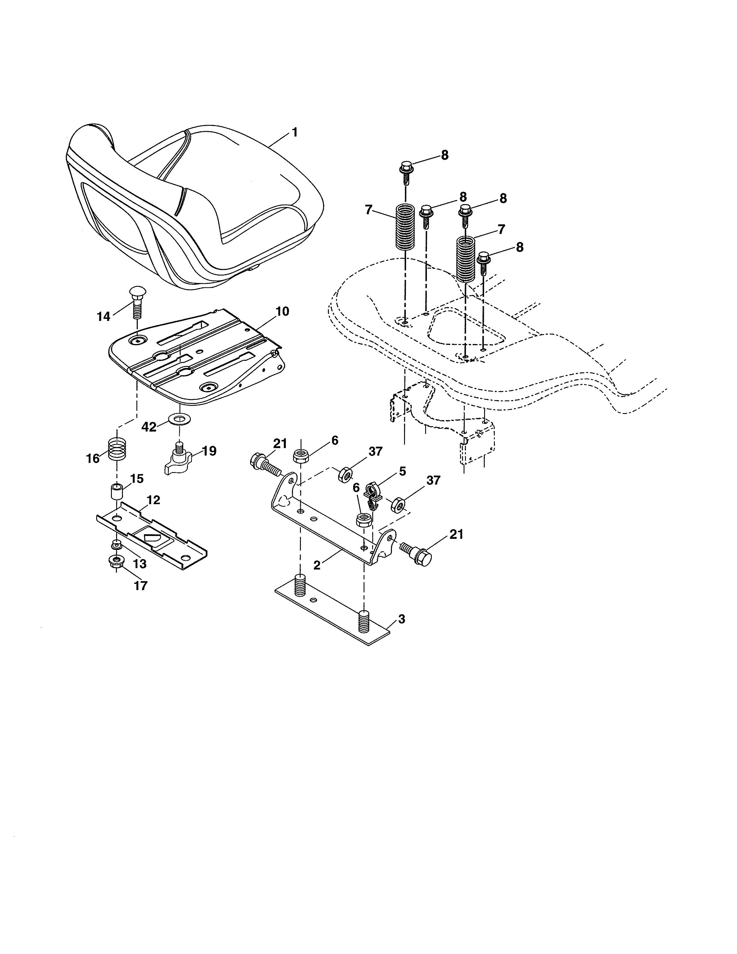 Poulan PXT195G42 (96046002200) seat diagram