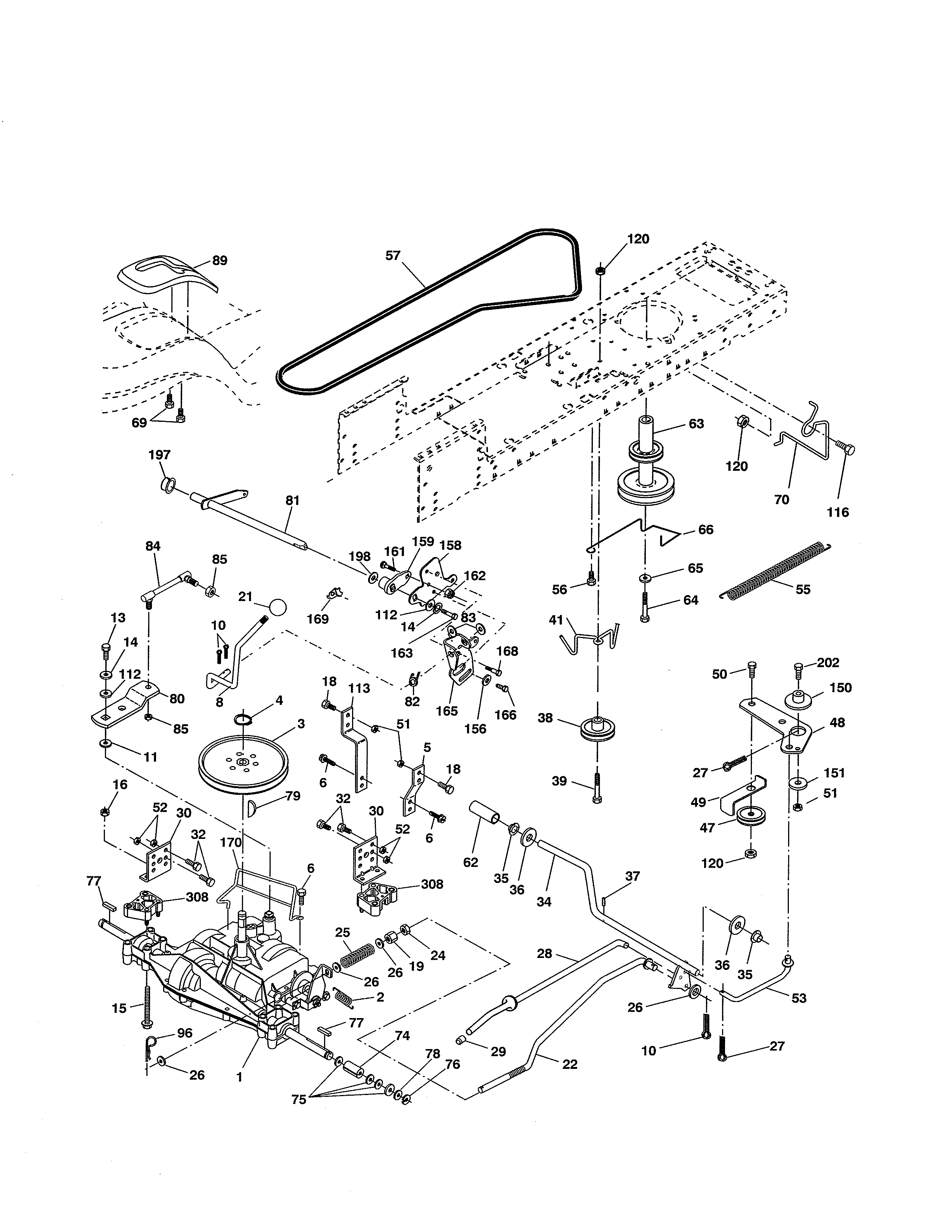 Poulan 96016002200 drive diagram