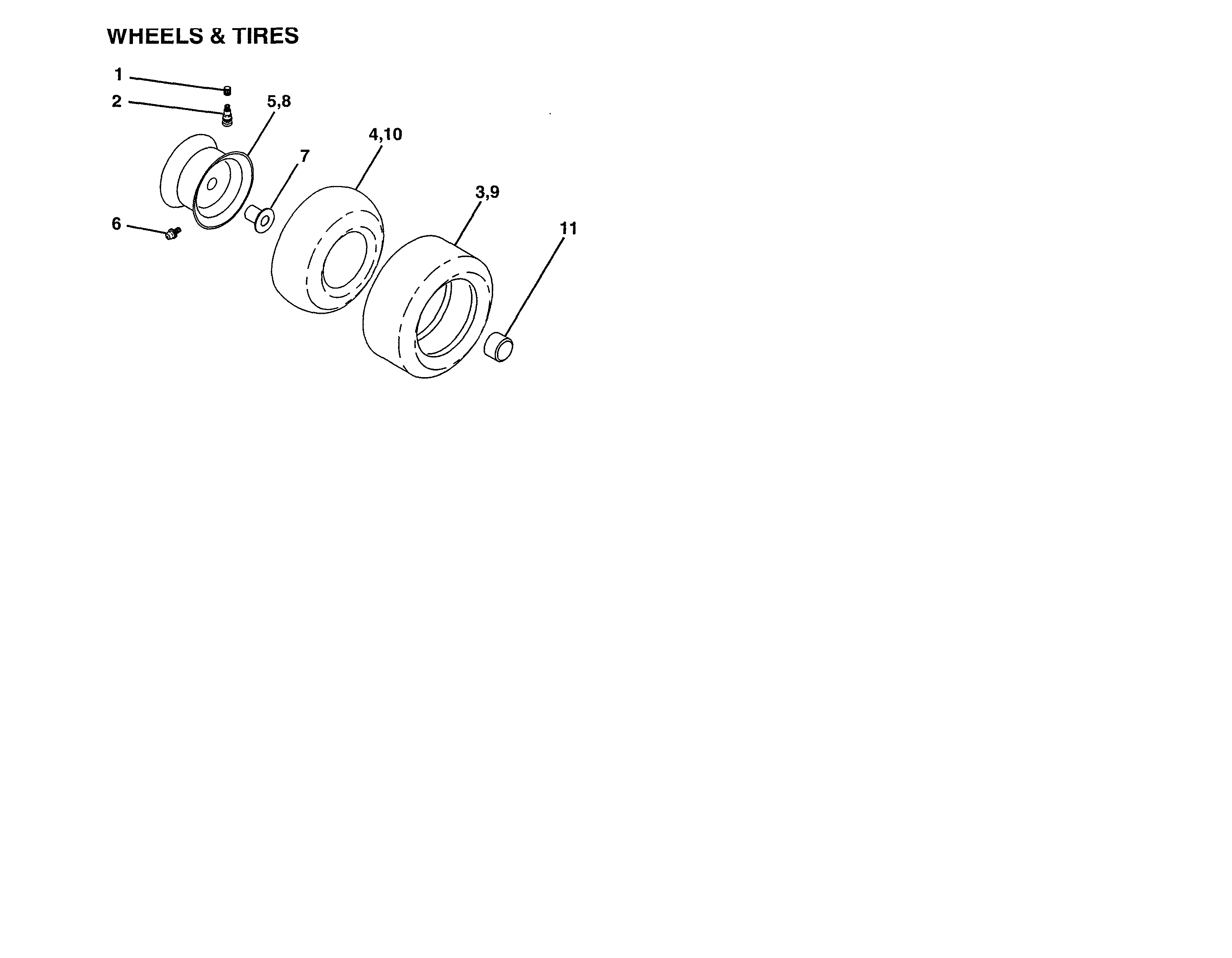 Poulan 96016002200 wheels and tires diagram