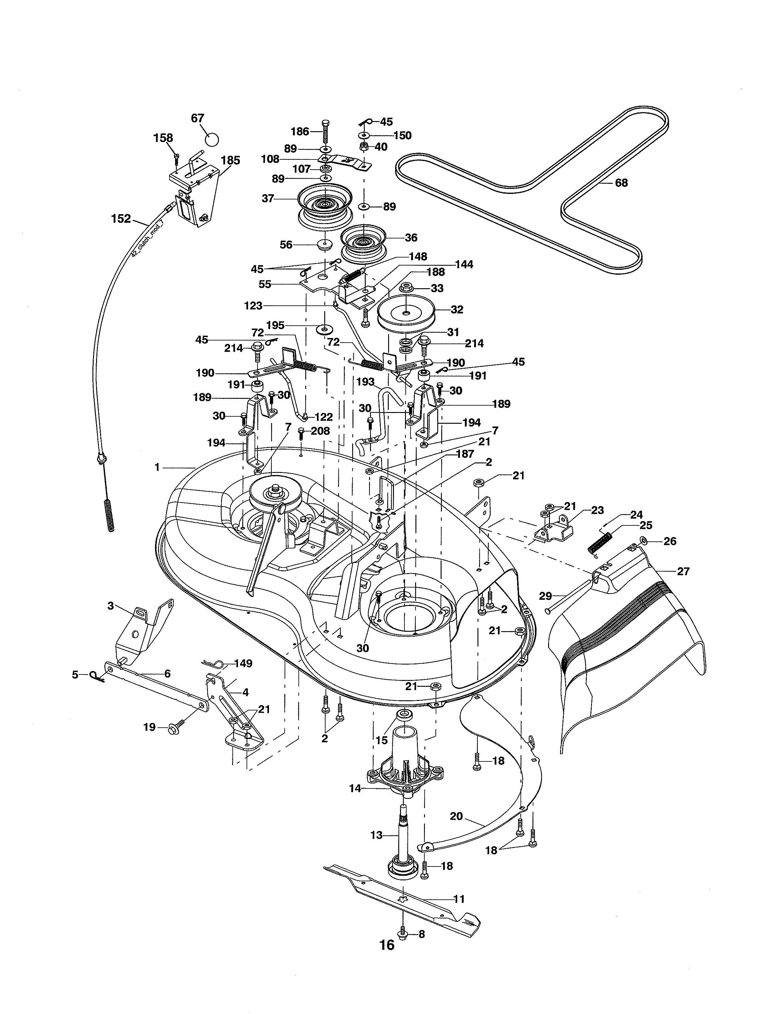 Poulan 96016002200 mower deck diagram