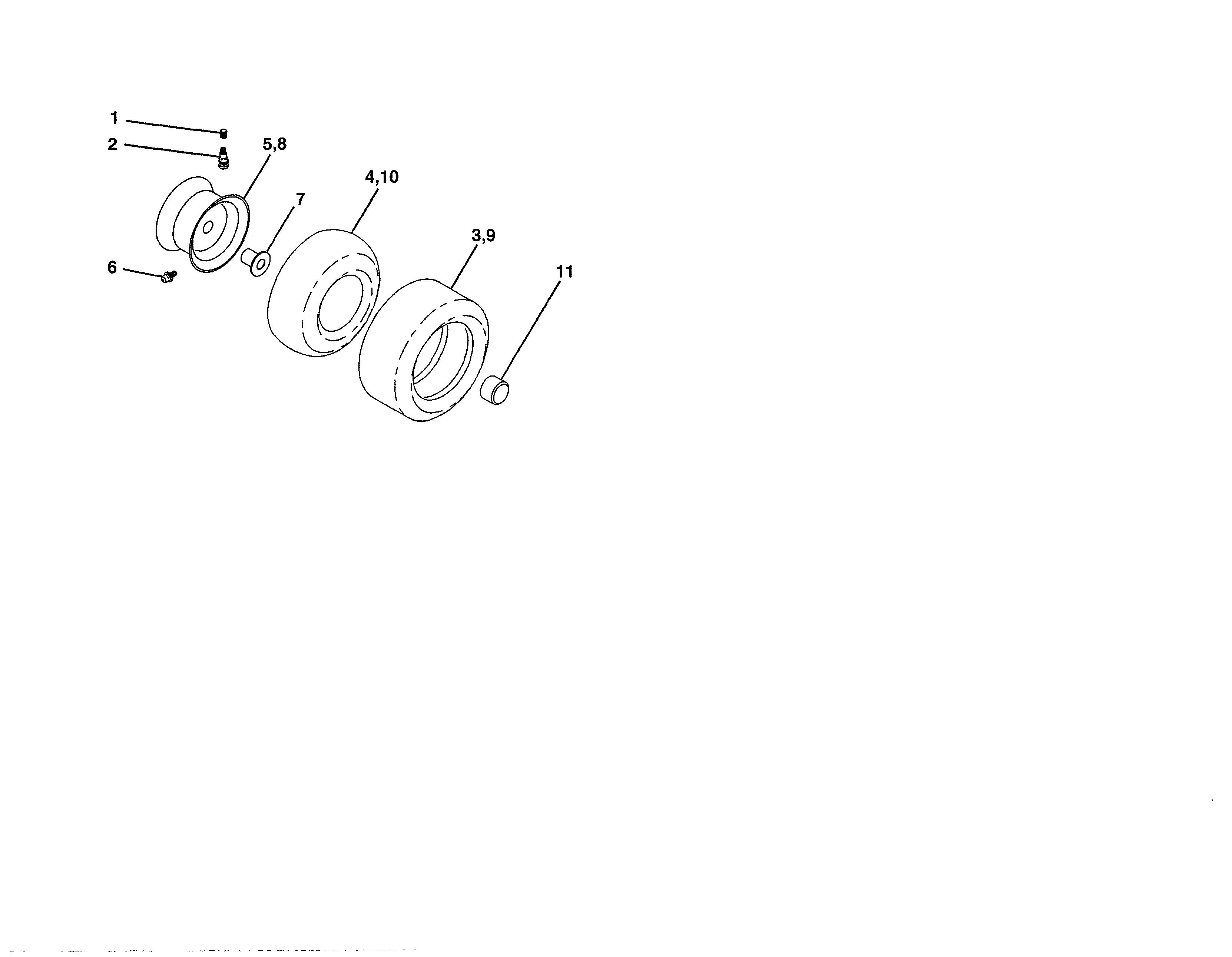 Poulan 96016001700 wheels and tires diagram