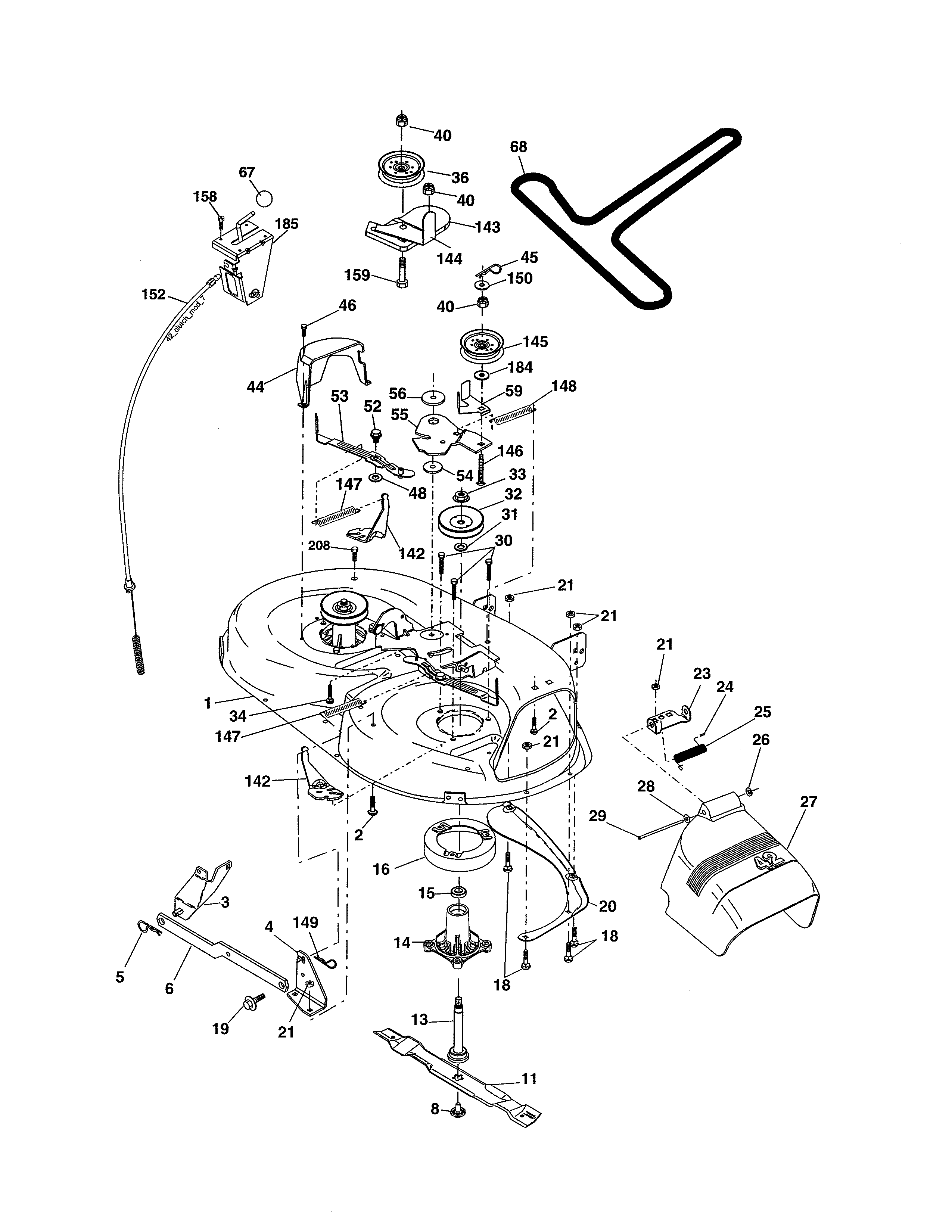 Poulan 96016001700 mower deck diagram