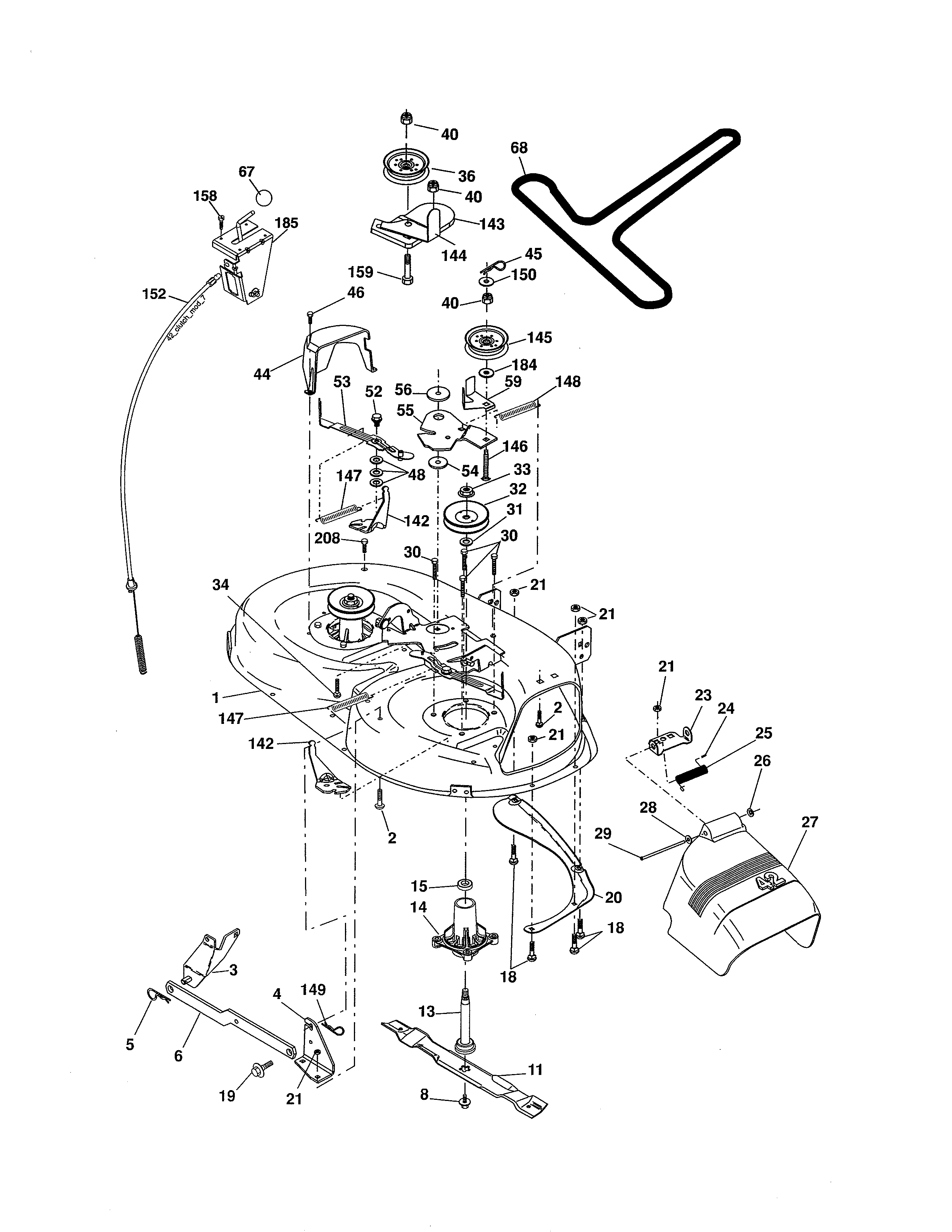 Ariens A175BG42 (96016002101) mower deck diagram