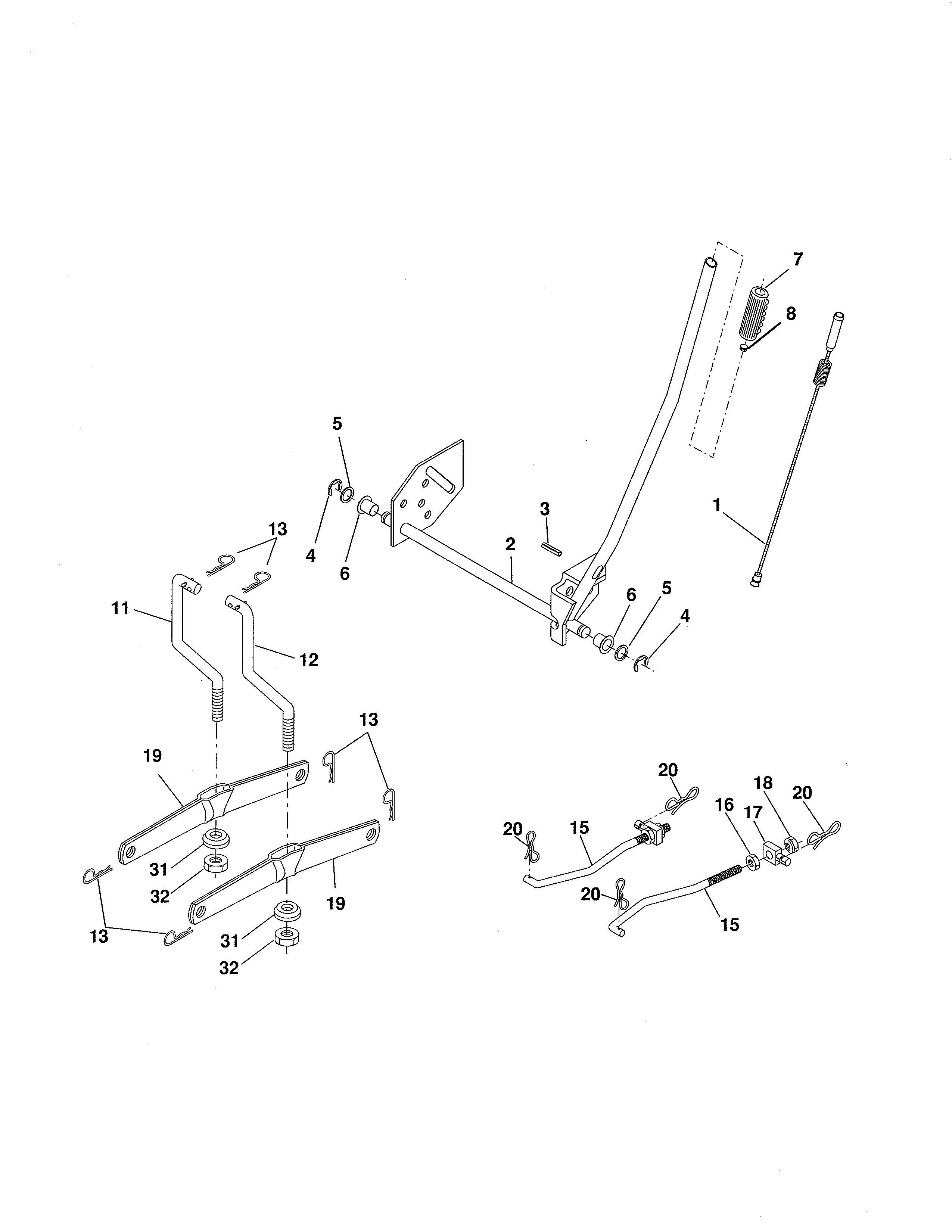 Ariens A175BG42 (96016002101) mower lift diagram