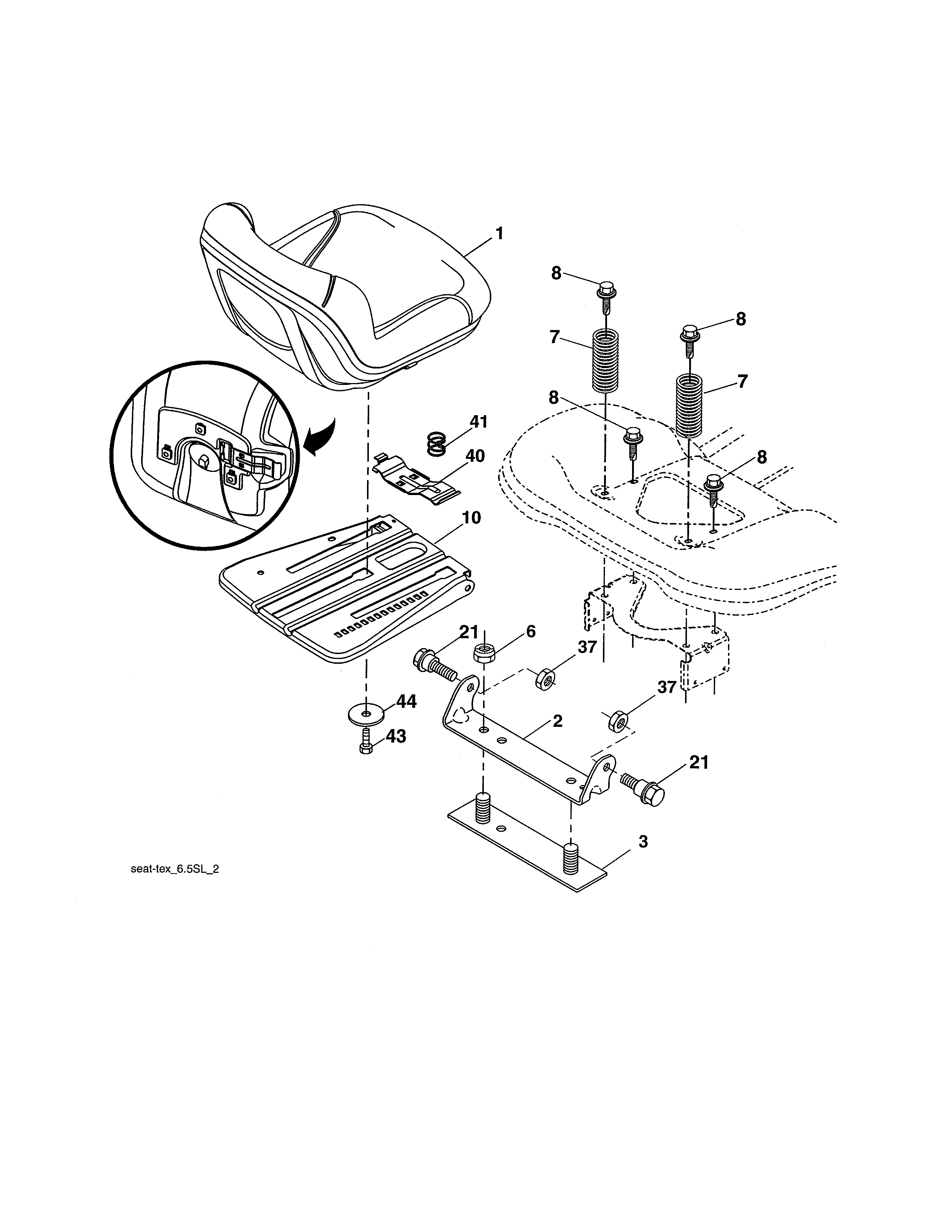 Ariens 936039 seat diagram
