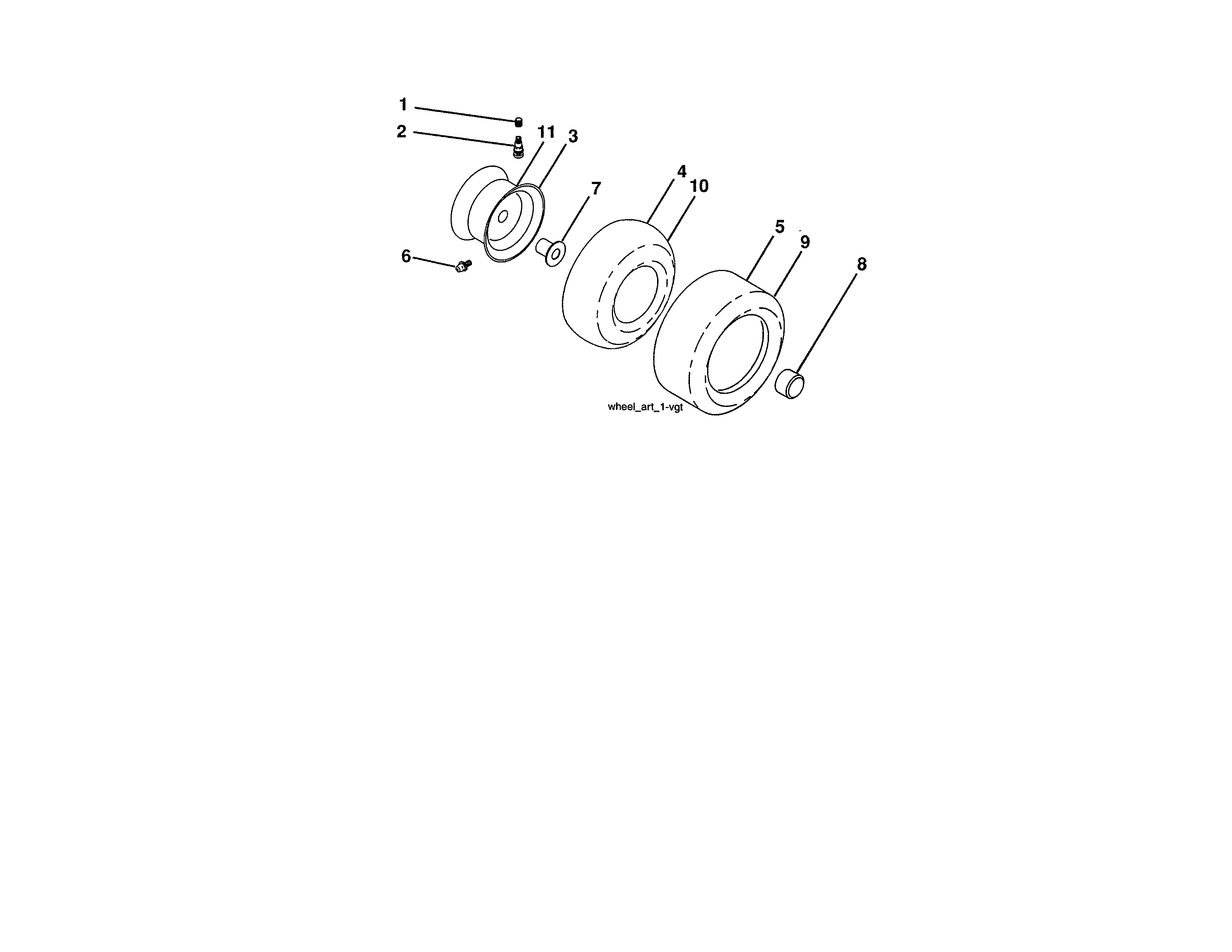 Ariens 936039 wheels and tires diagram