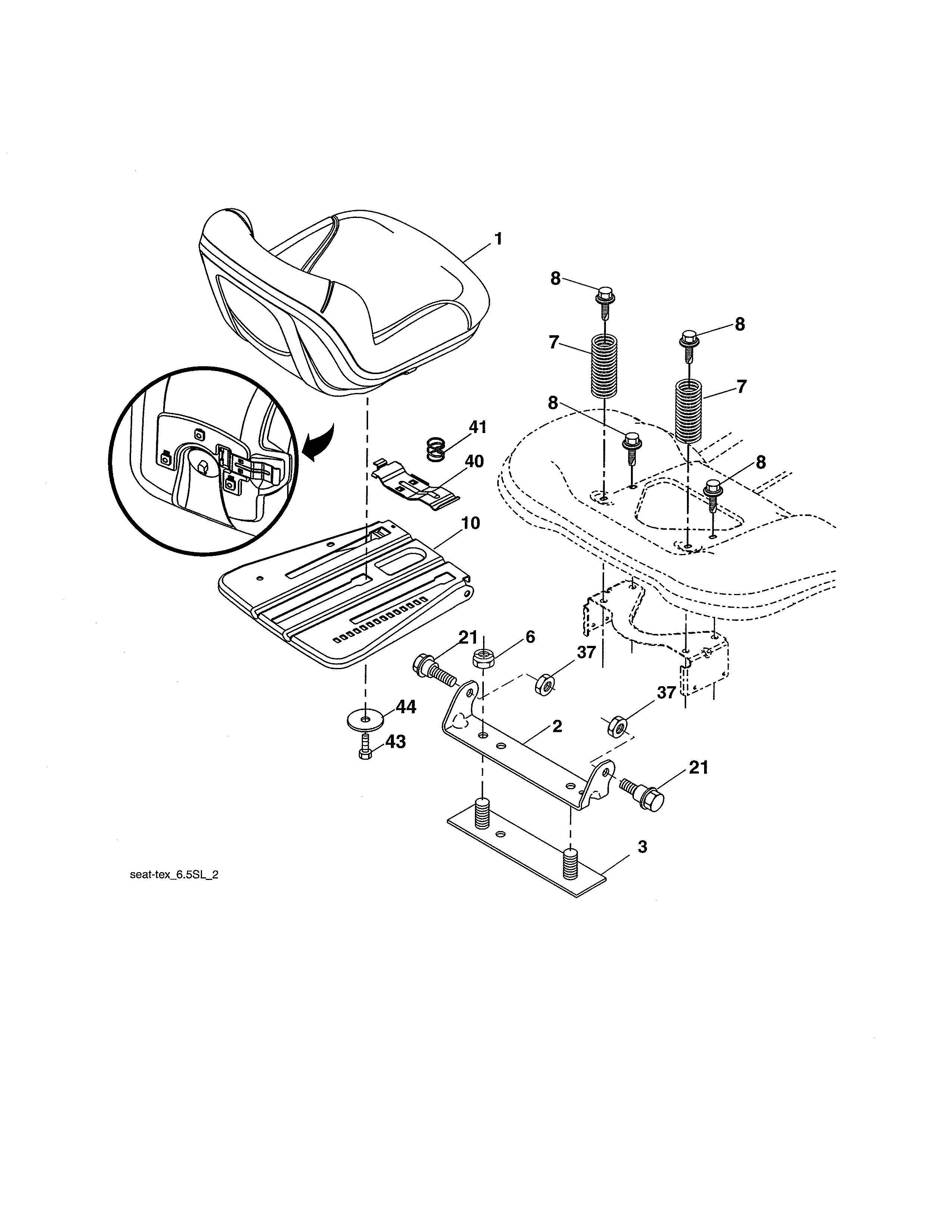 Ariens 96046000400 seat diagram