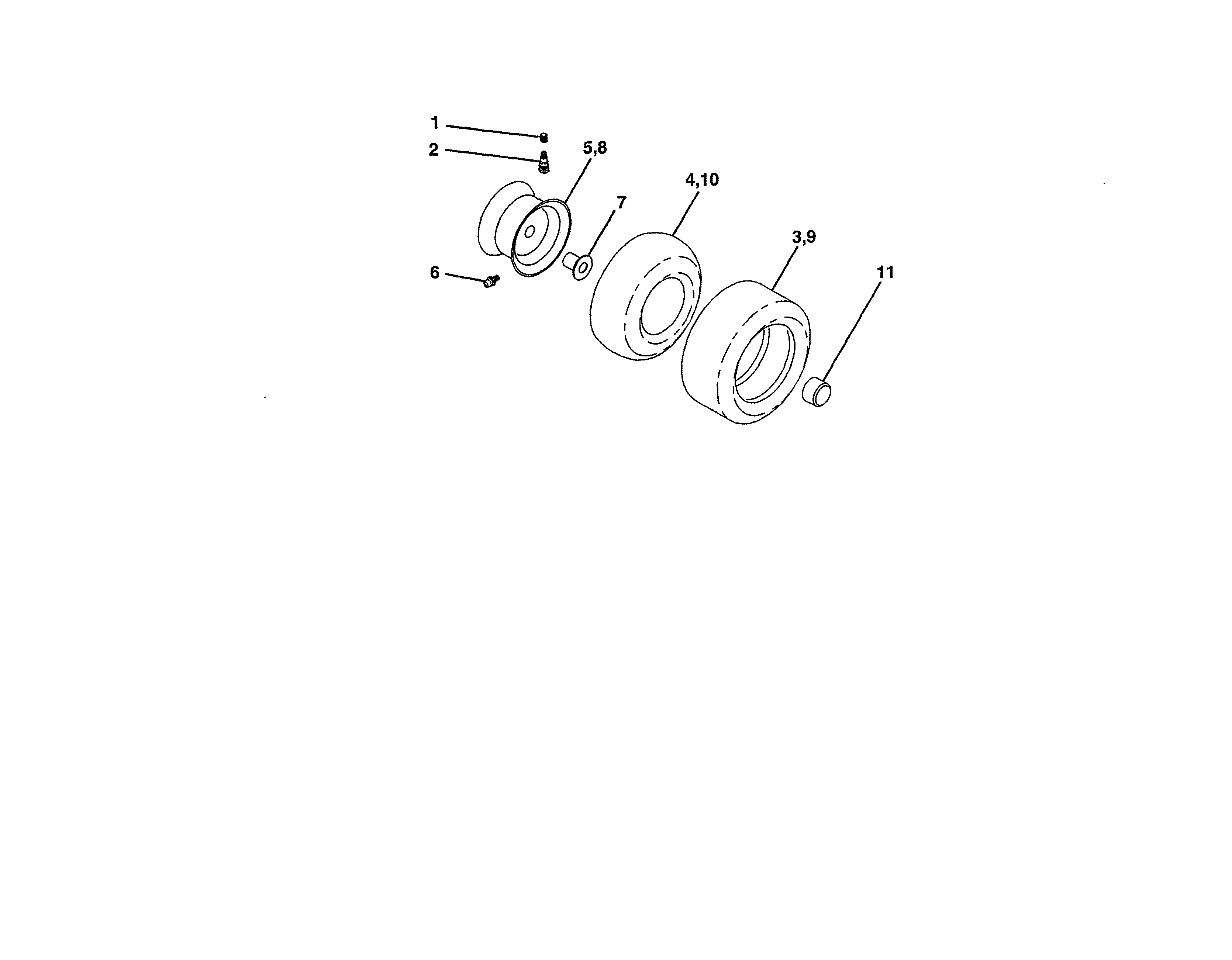Ariens 96016002300 wheels and tires diagram