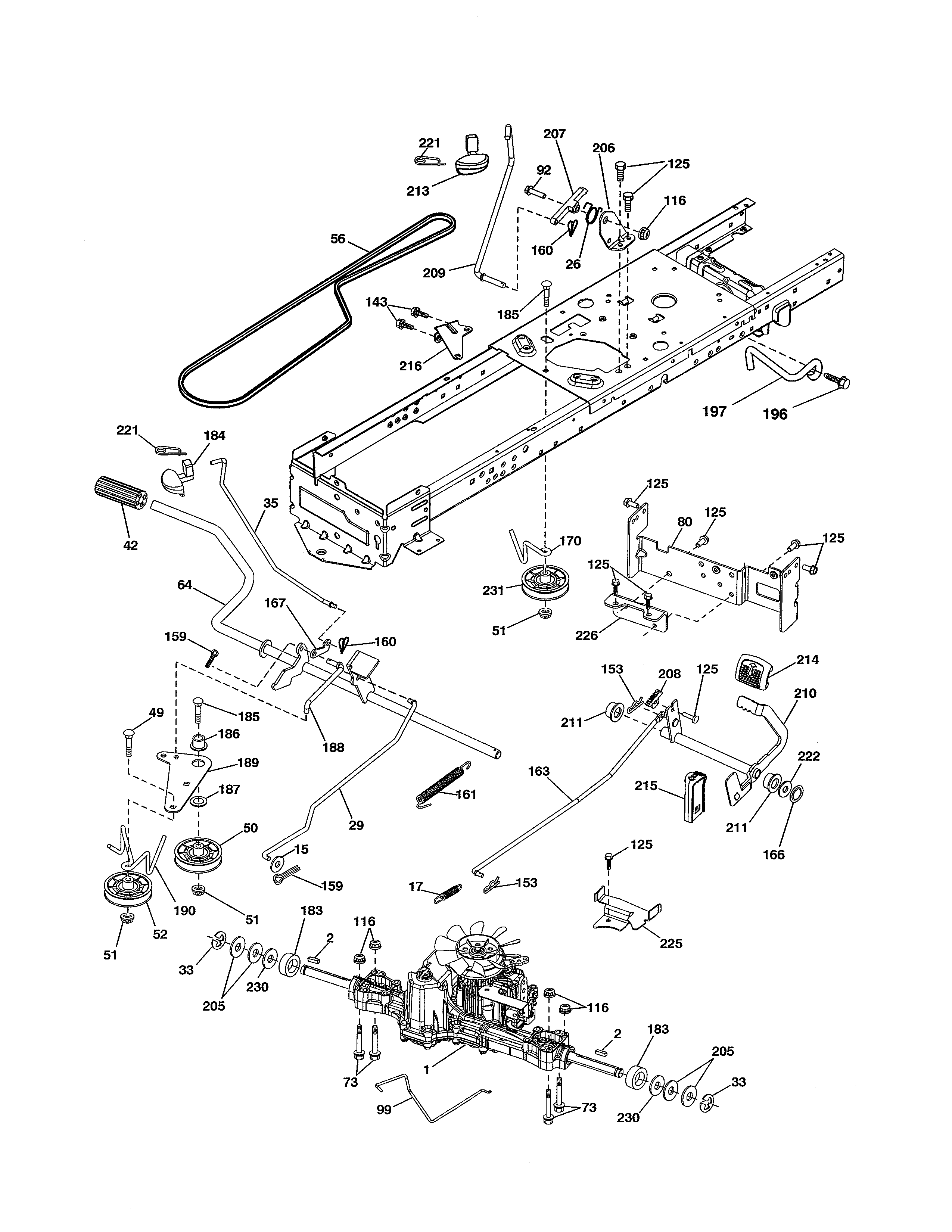 Dixon D22KH46 (96046001200) drive diagram