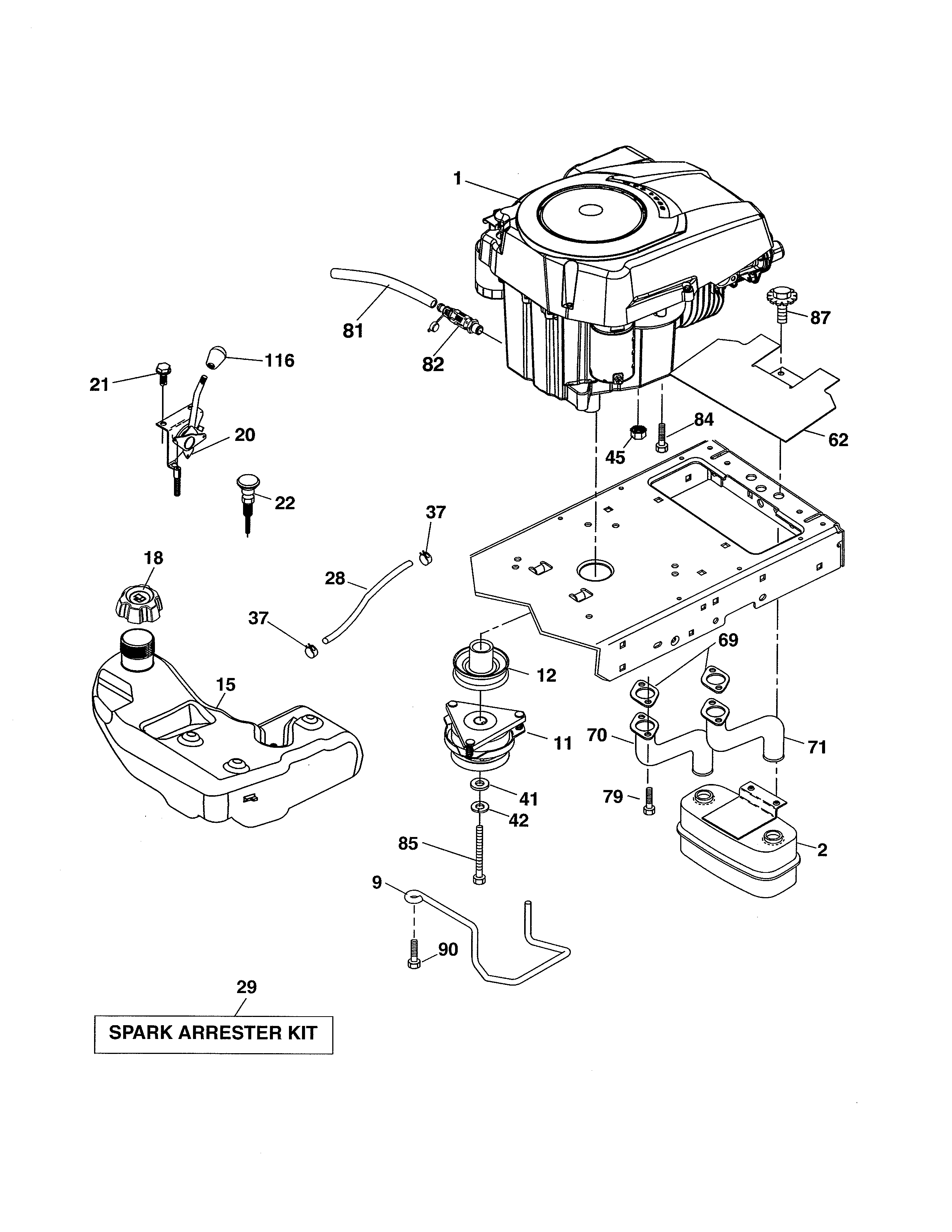 Dixon D22KH46 (96046001200) engine diagram