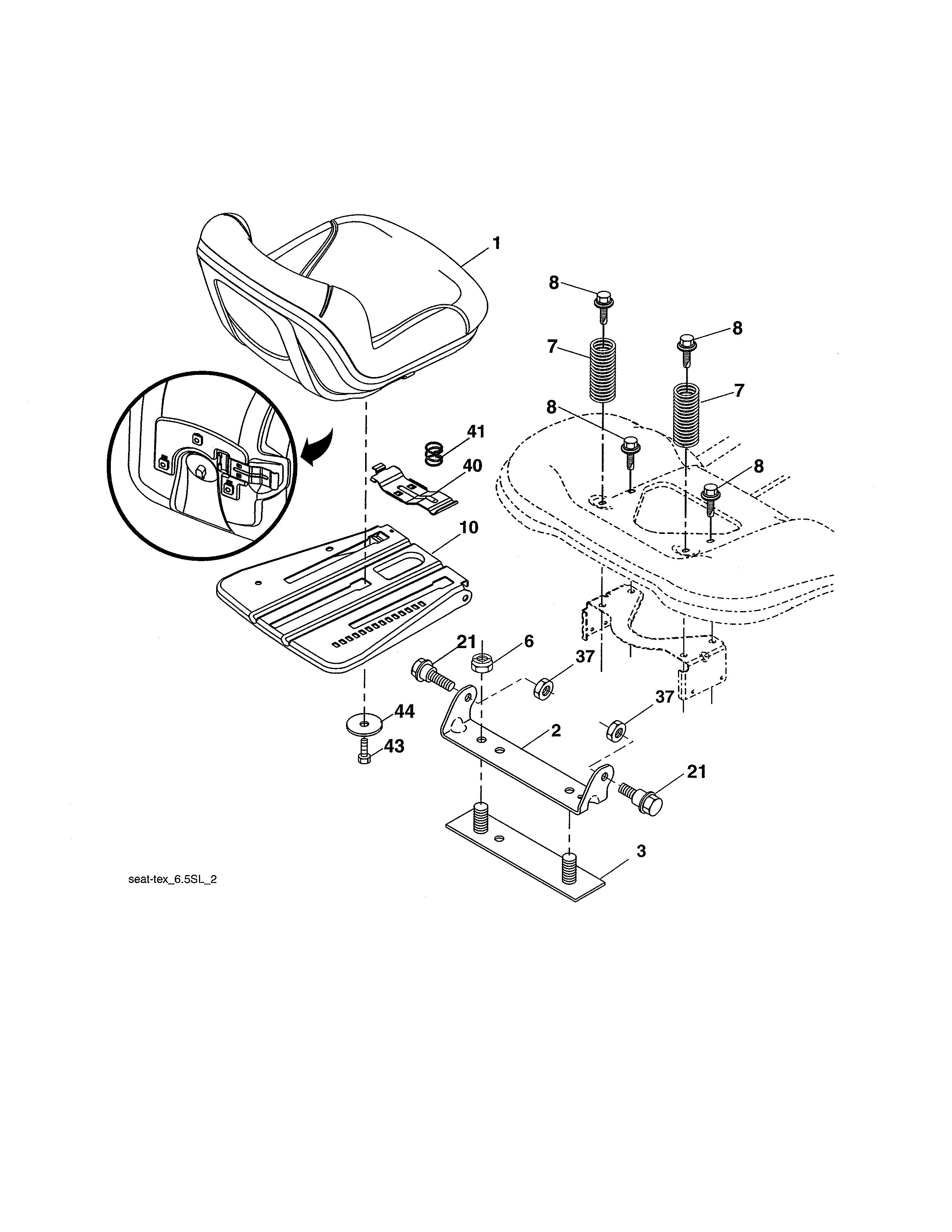 Dixon 96046002000 seat diagram
