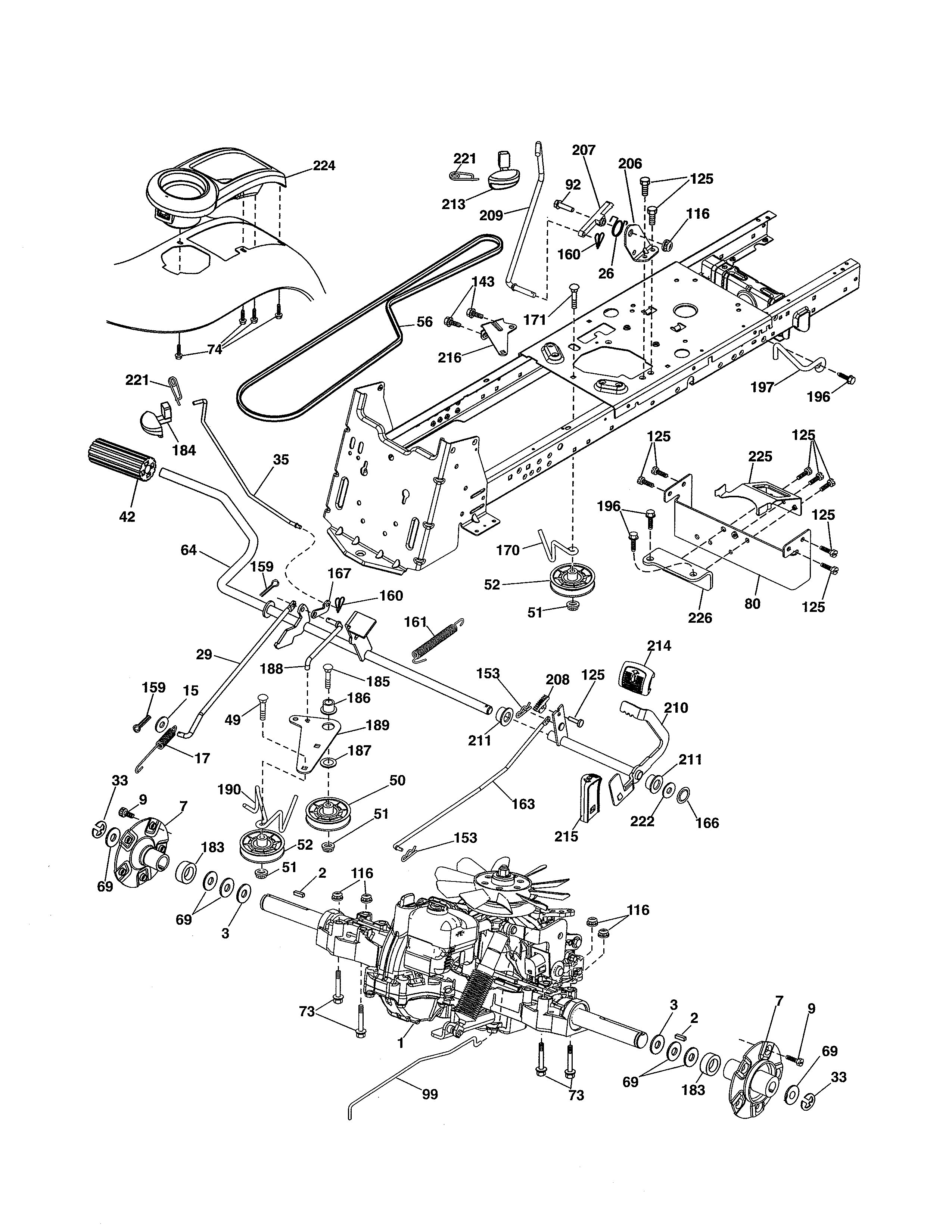 Dixon D26KH54 (96046001300) drive diagram