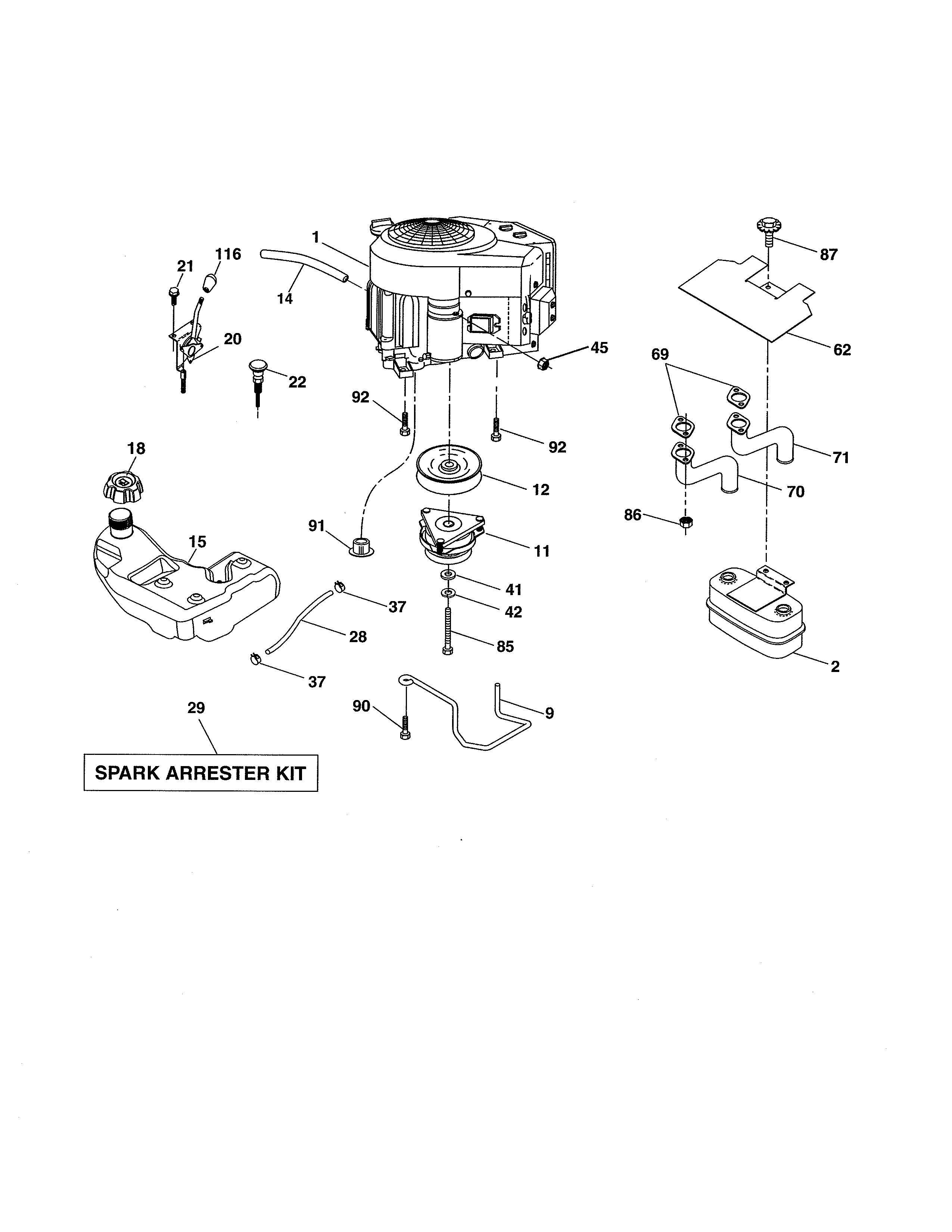 Dixon D26KH54 (96046001300) engine diagram