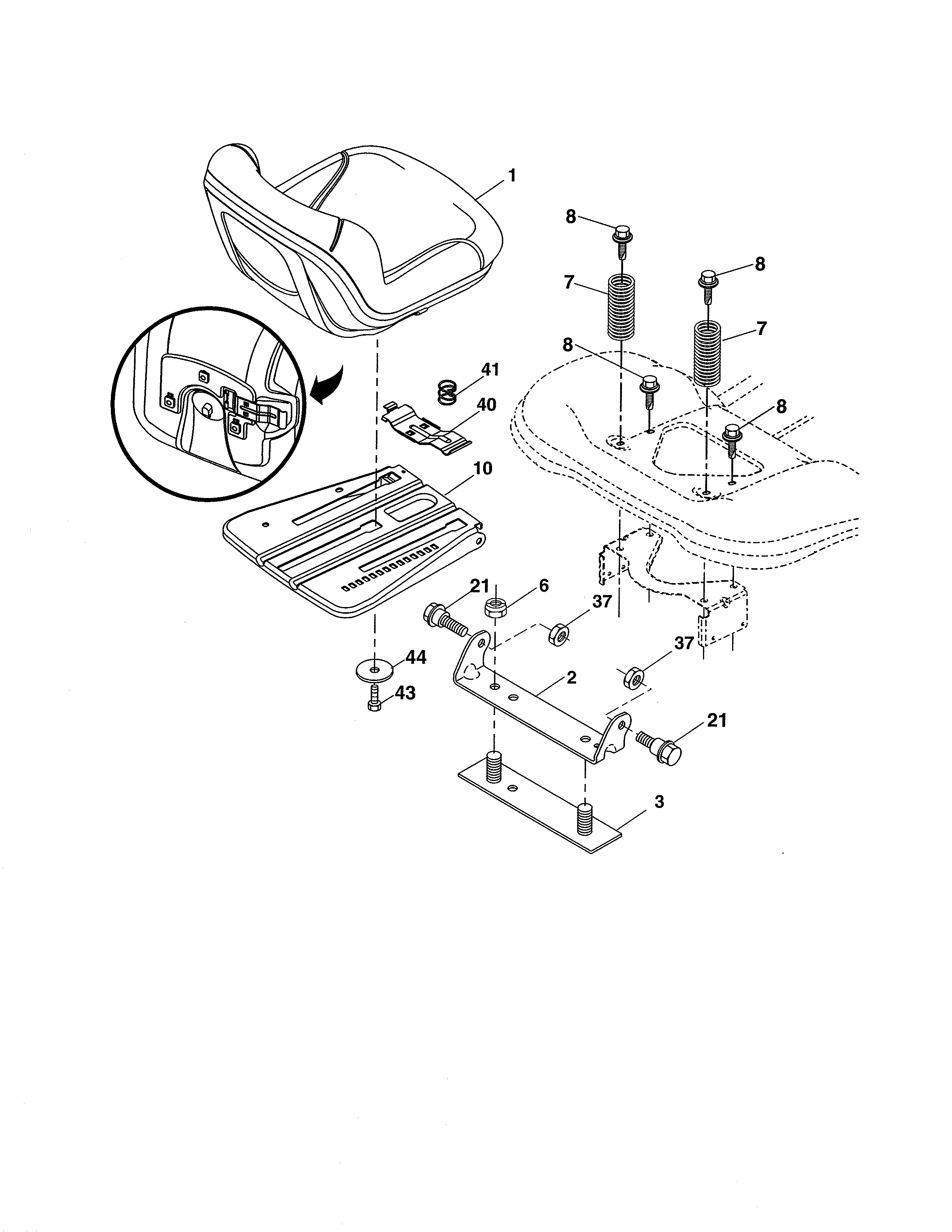 Dixon D26KH54 (96046001300) seat diagram