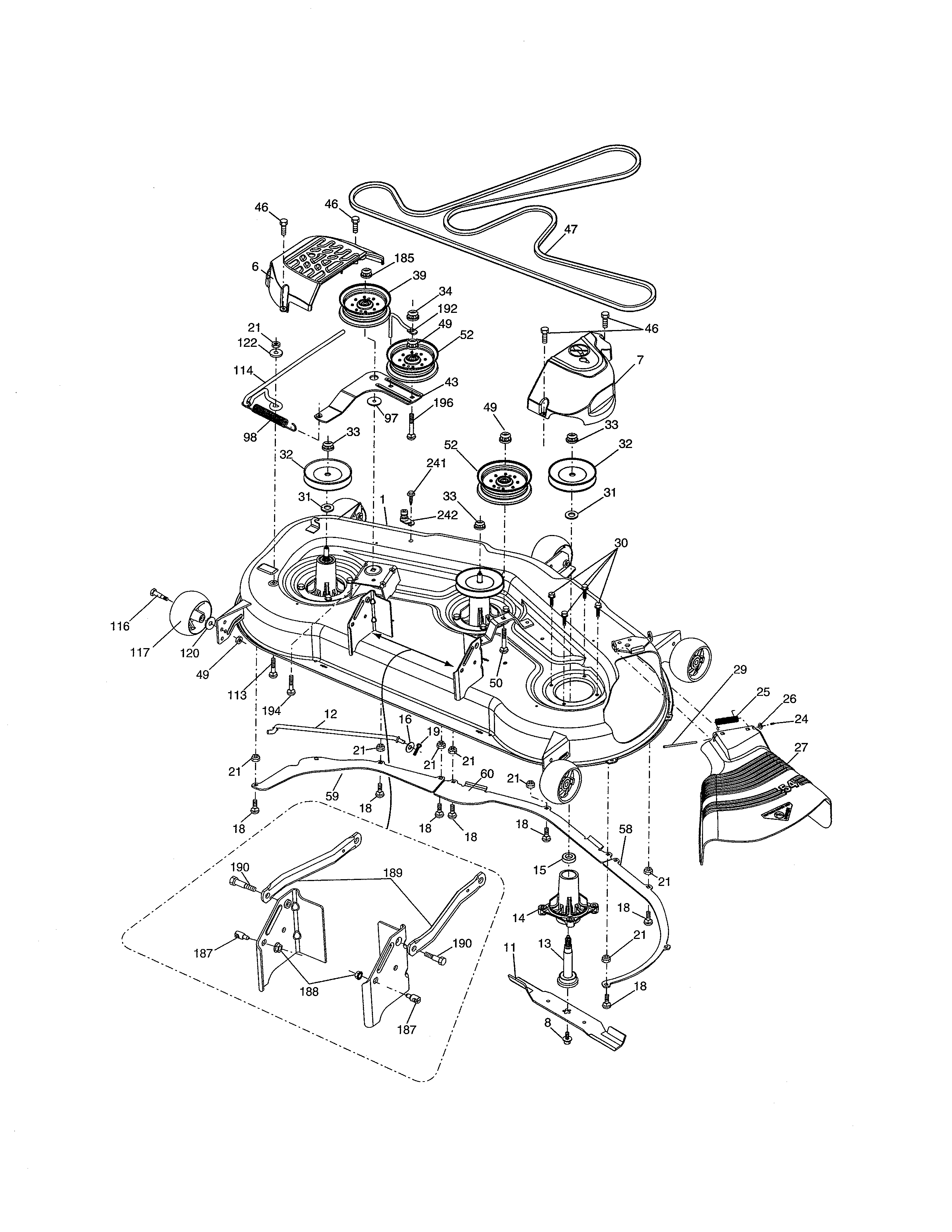 Dixon D26KH54 (96046001300) mower deck diagram
