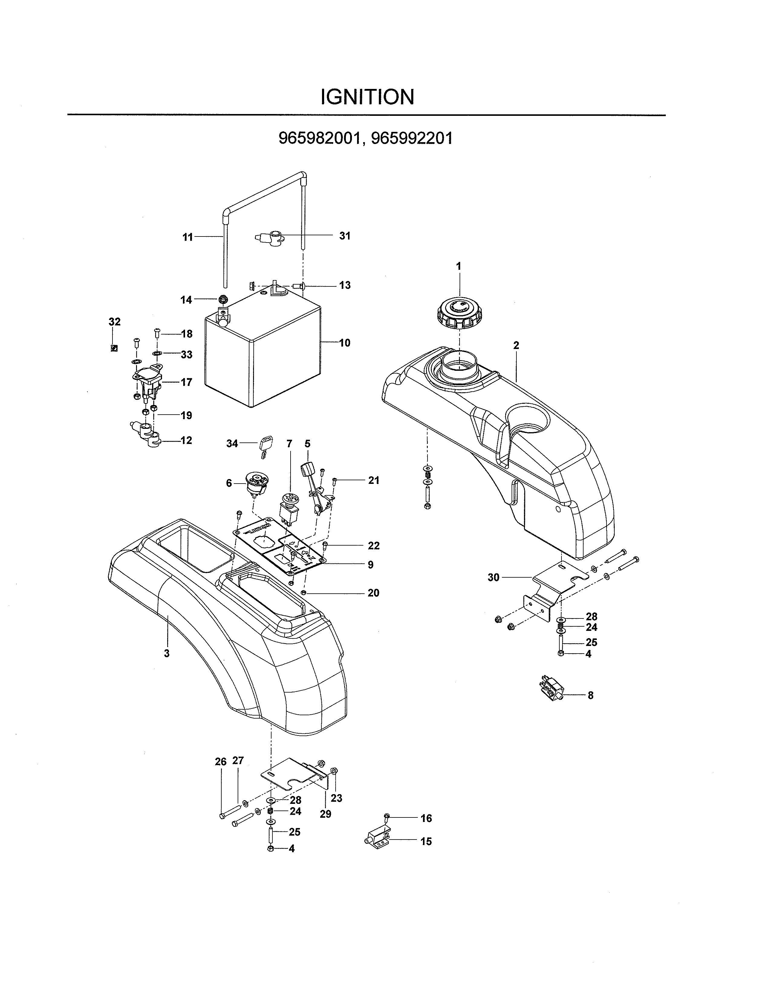 Dixon 115148427 ignition-965982001,965992201 diagram