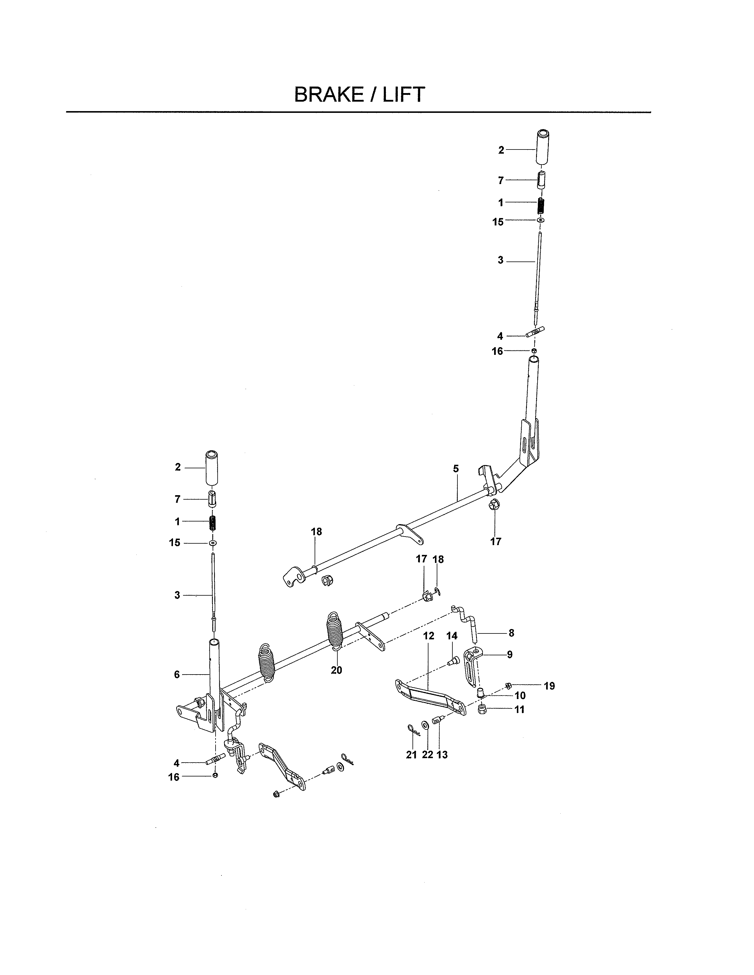 Dixon 115148427 brake/lift diagram