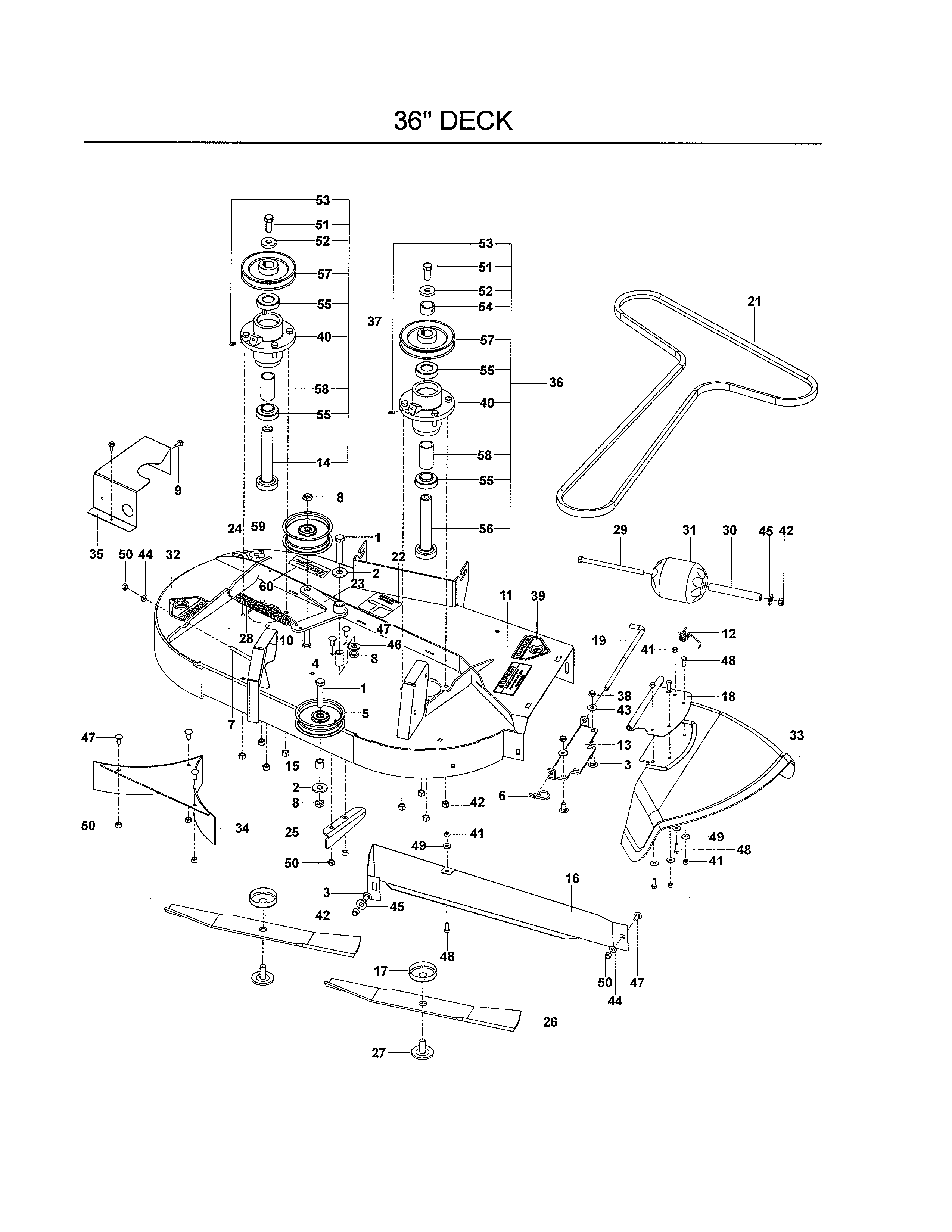 Dixon 115148427 36" deck diagram