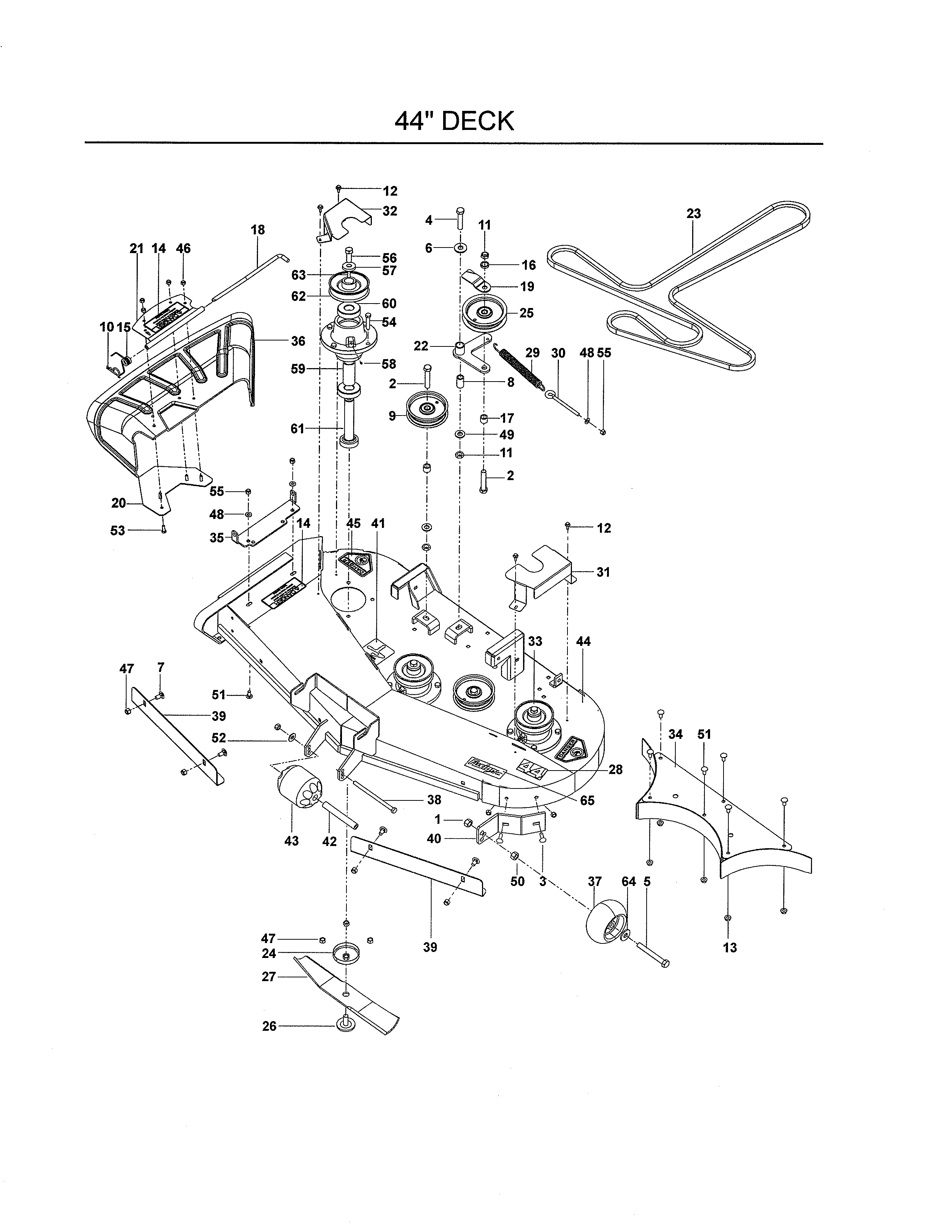 Dixon 115148427 44" deck diagram