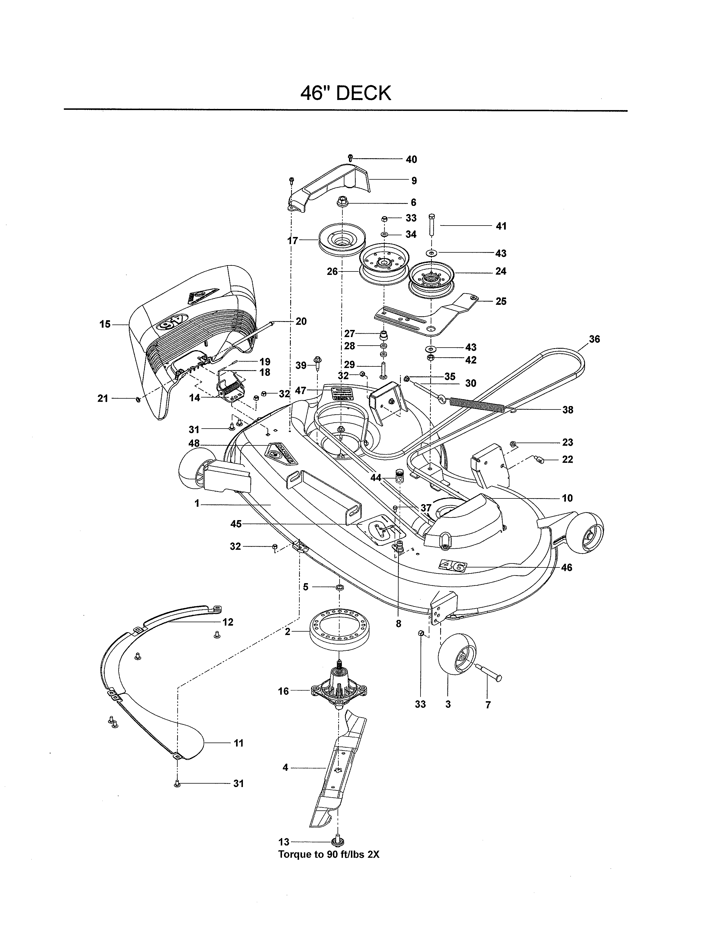 Dixon 115148427 46" deck diagram
