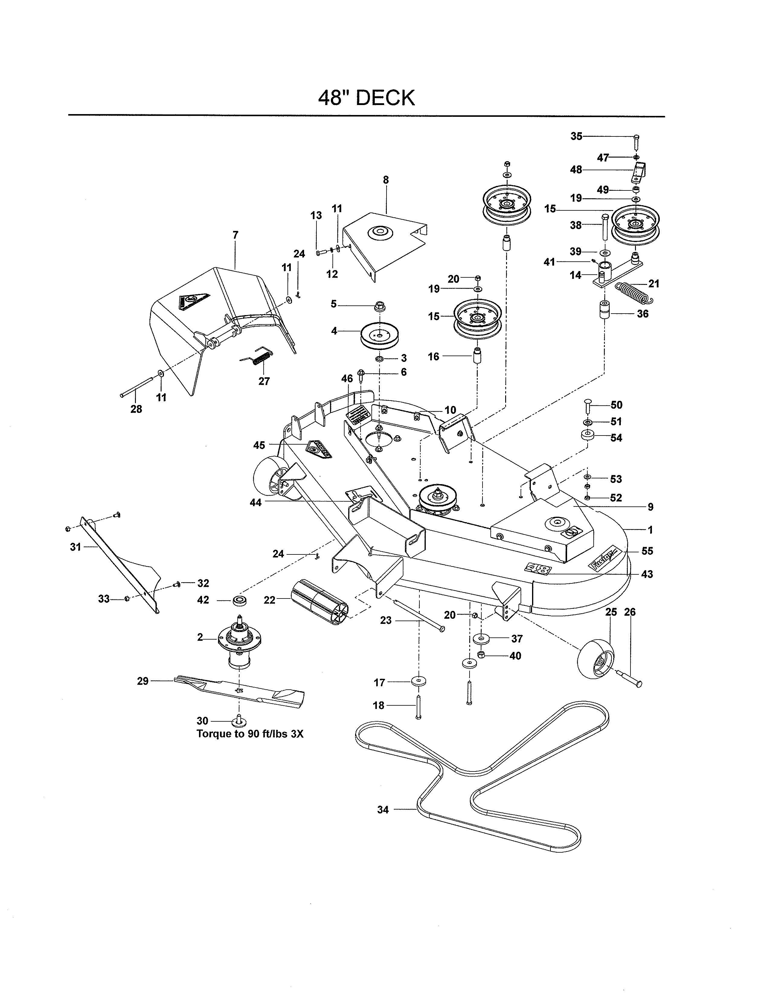 Dixon 115148427 48" deck diagram