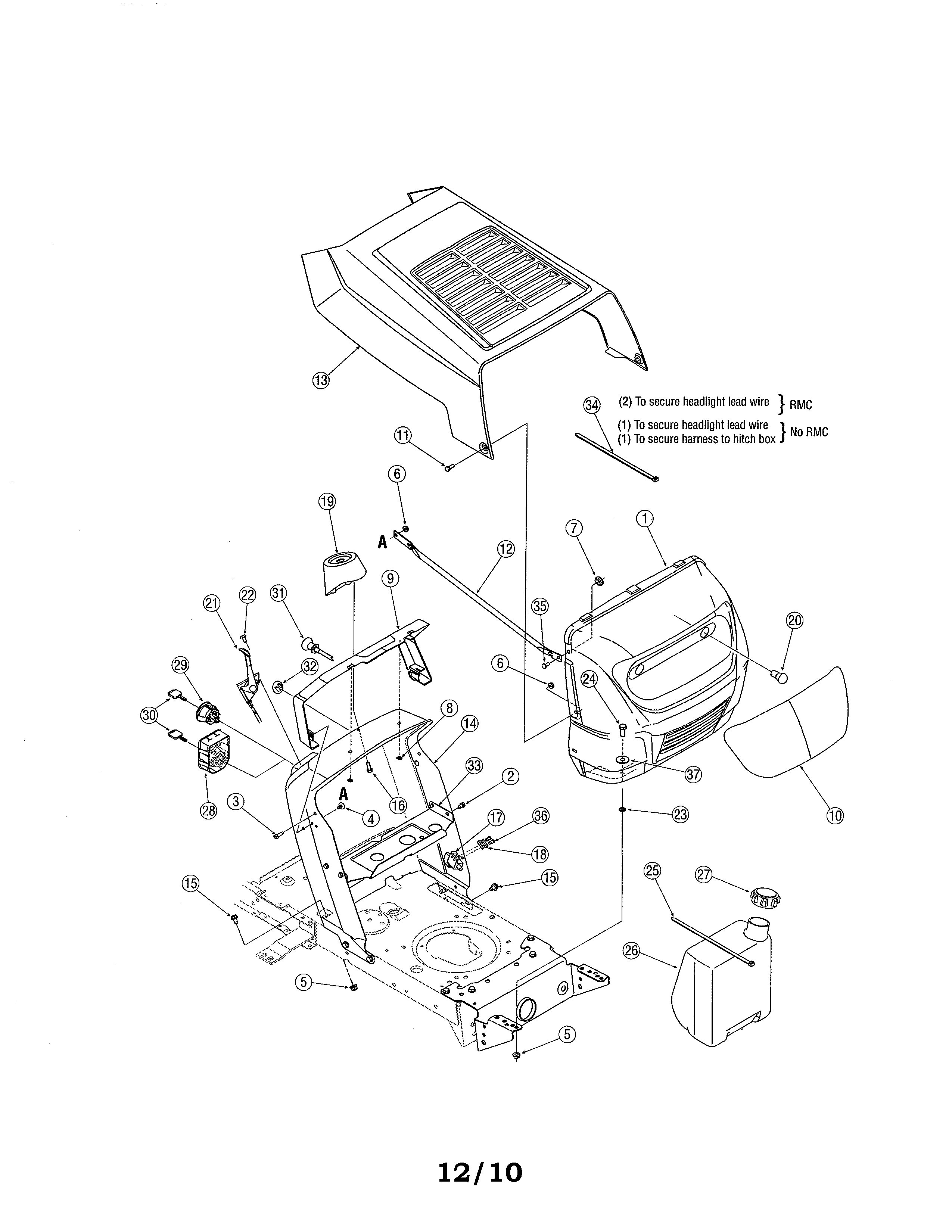 MTD 13AN771H729 hood/bumper-13a1762f729,13an772g729 diagram