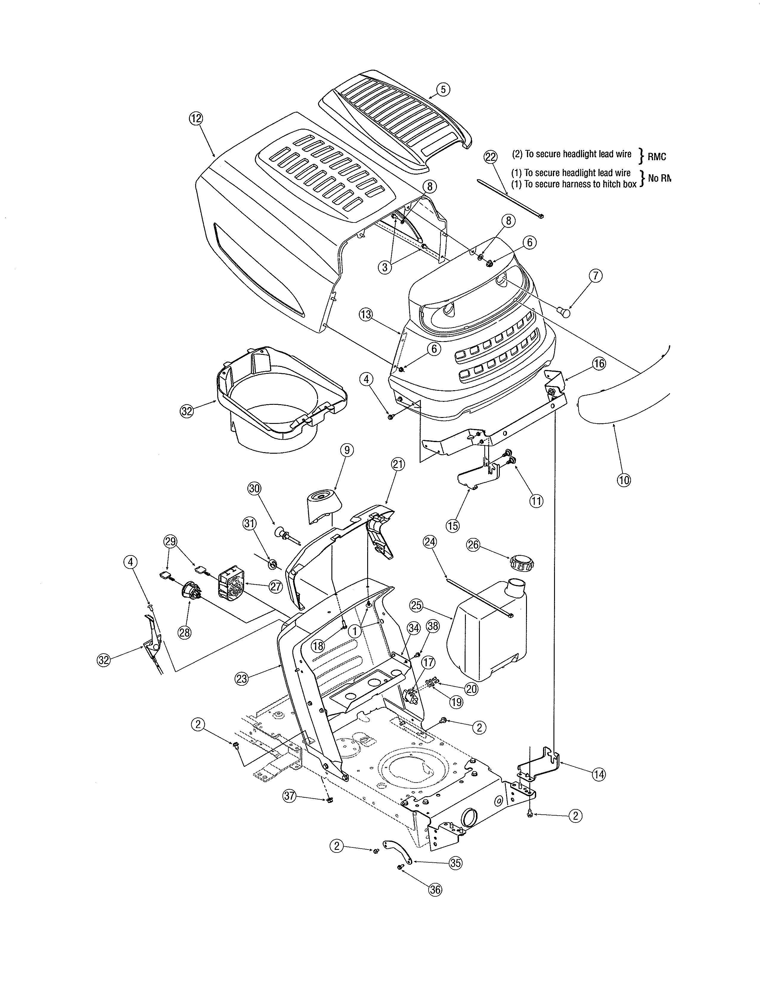 MTD 13AN771H729 hood/bumper-13an771h729 diagram