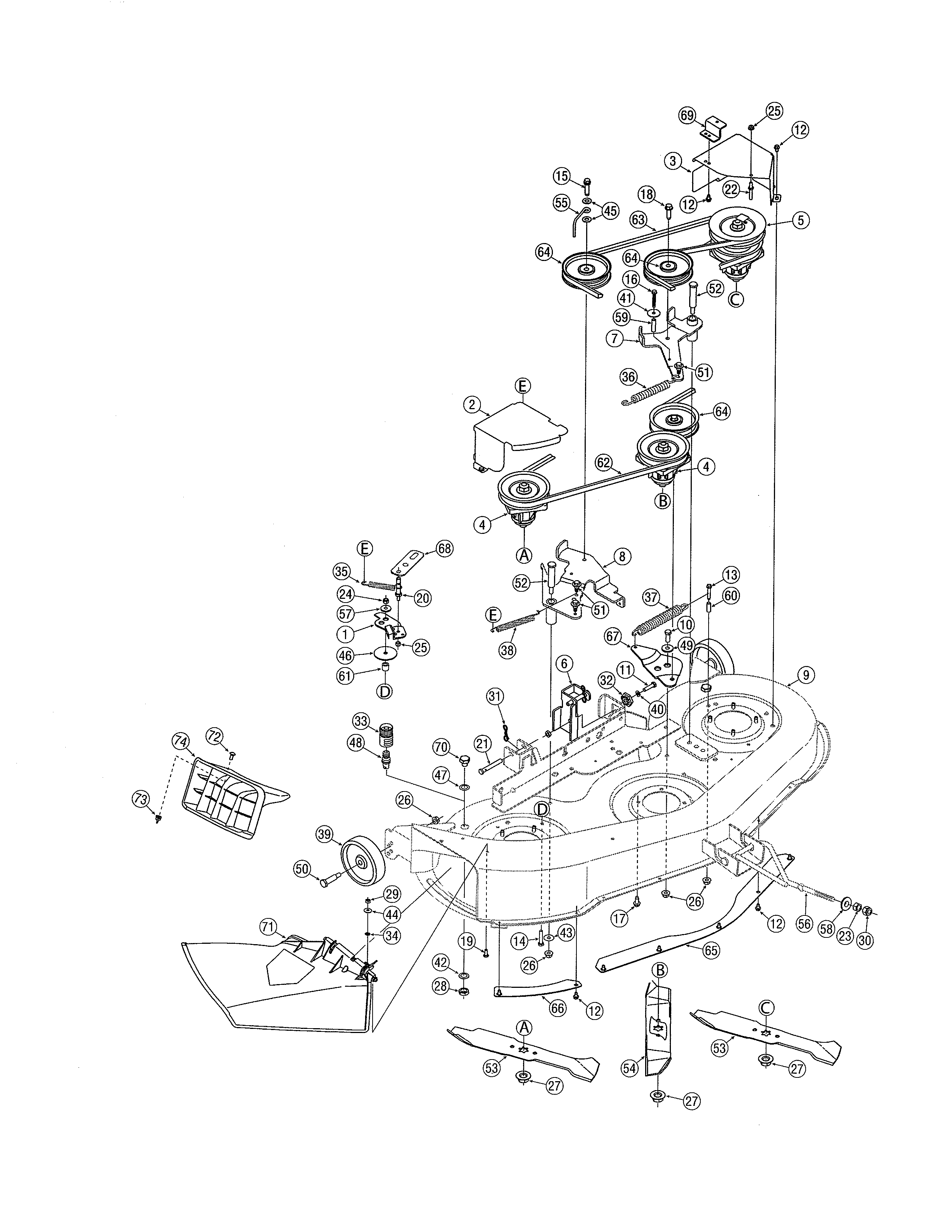 MTD 13AN771H729 46" deck diagram