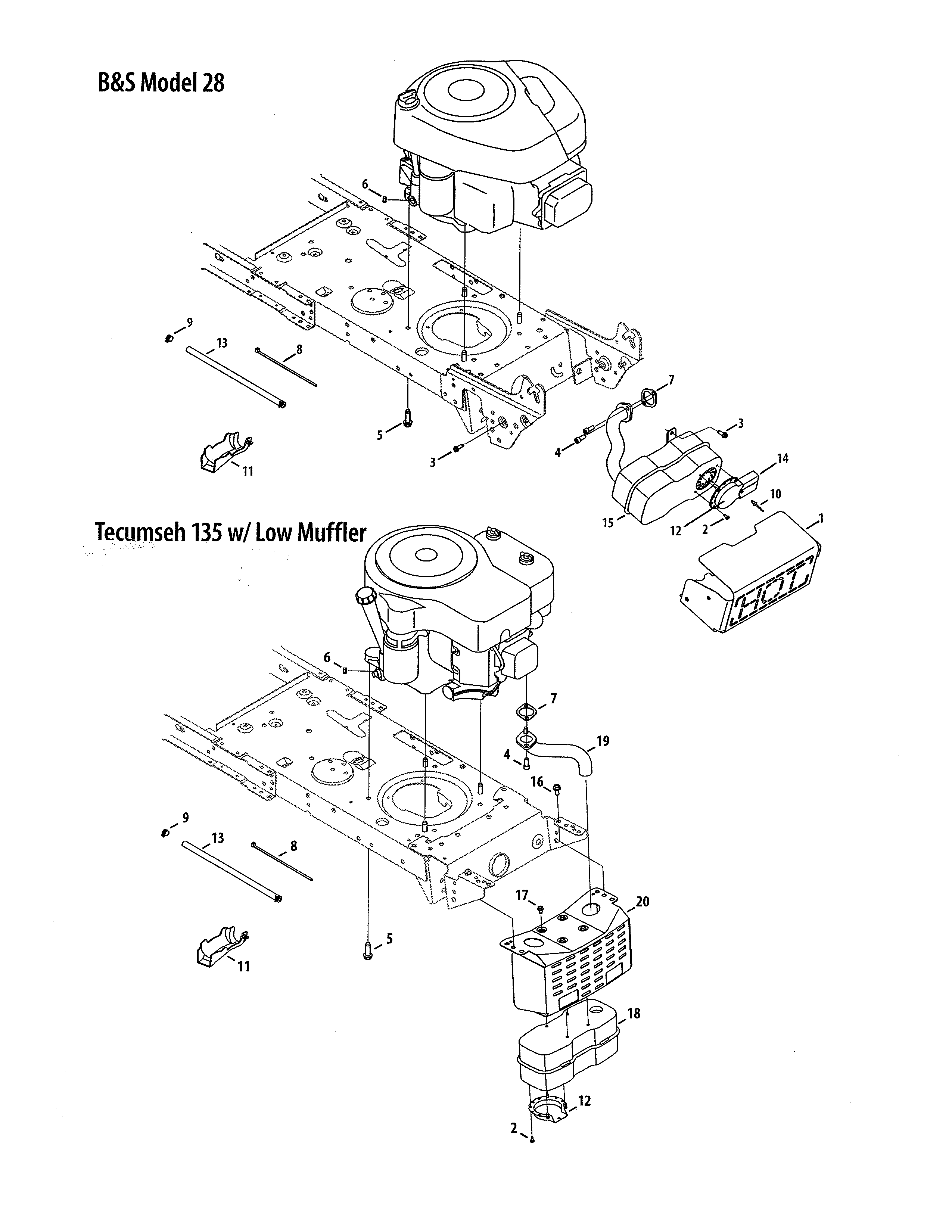MTD 13RN772G029 b&s model/tecumseh low muffler diagram