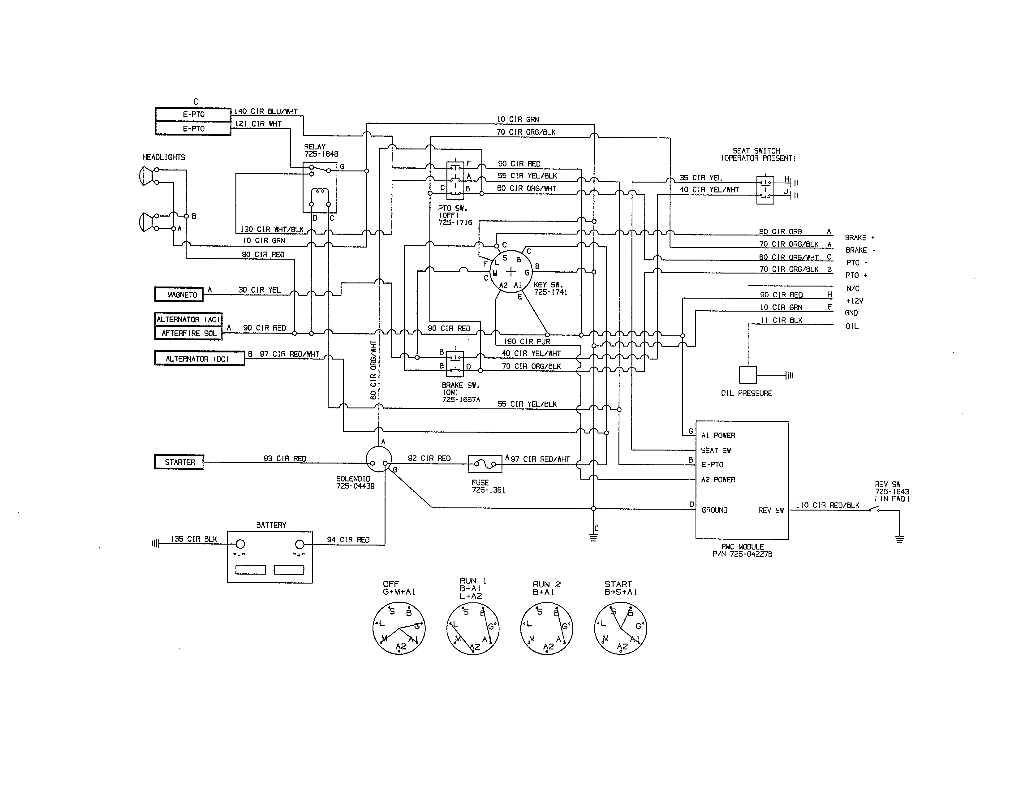 Cub Cadet 13RF91AP056 electrical schematic diagram