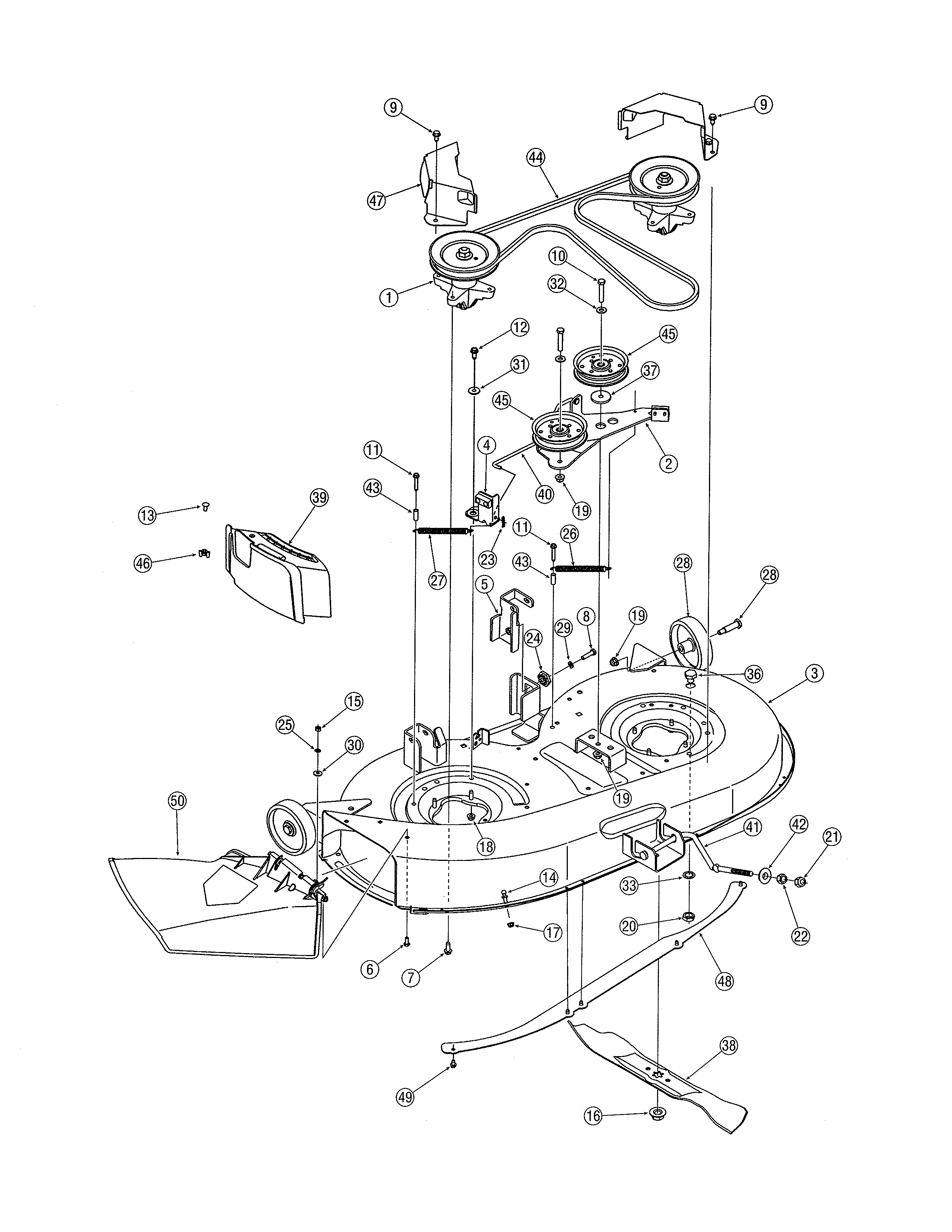 MTD 13AJ771G713 42" deck diagram