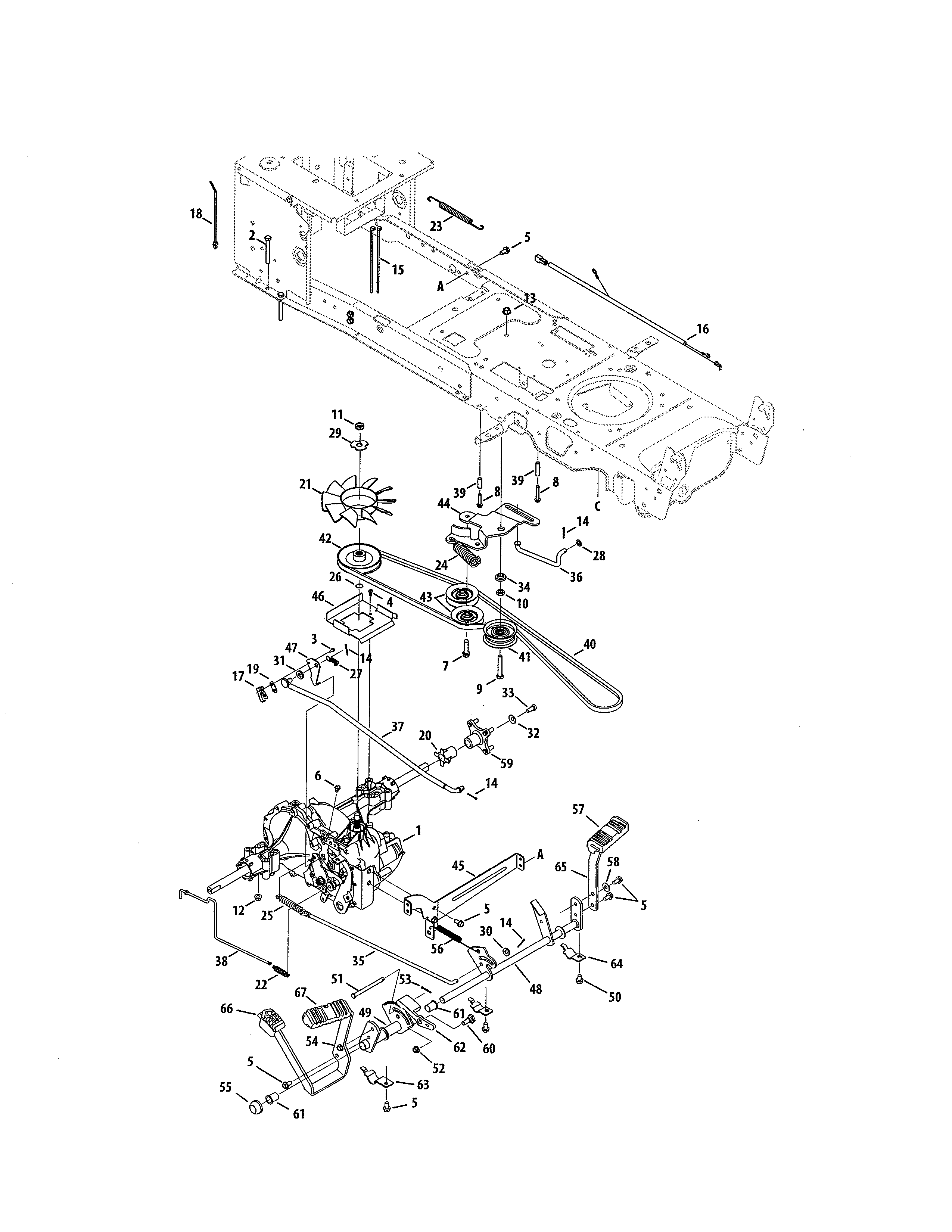 Cub Cadet 13AK92AK056 drive system diagram
