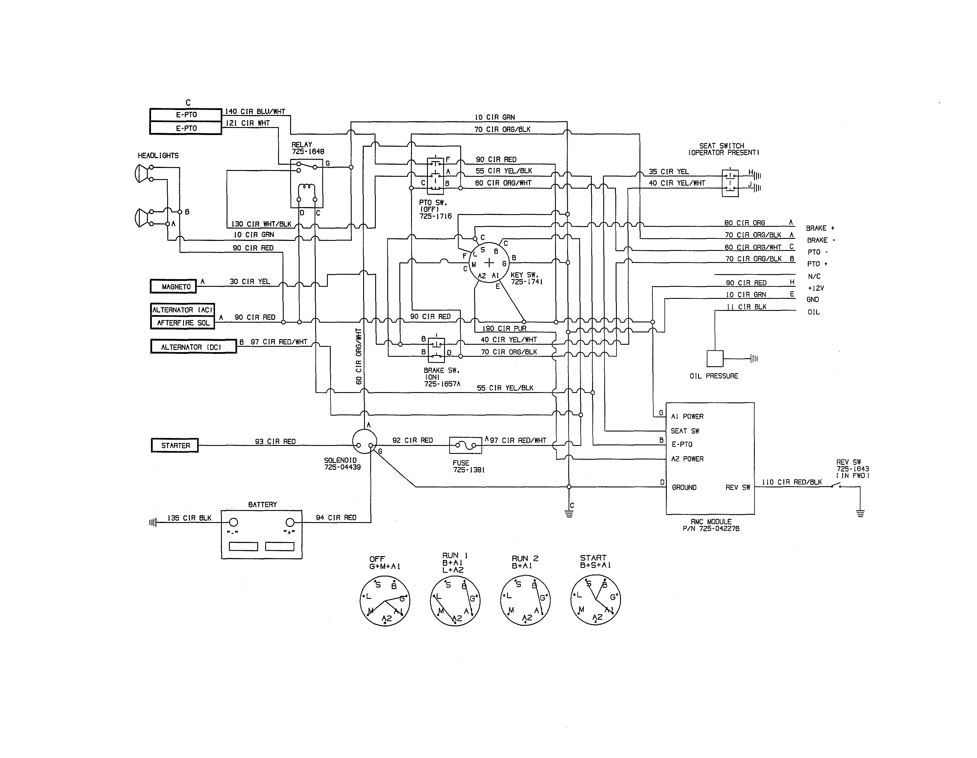 Cub Cadet 13AK92AK056 electrical schematic diagram