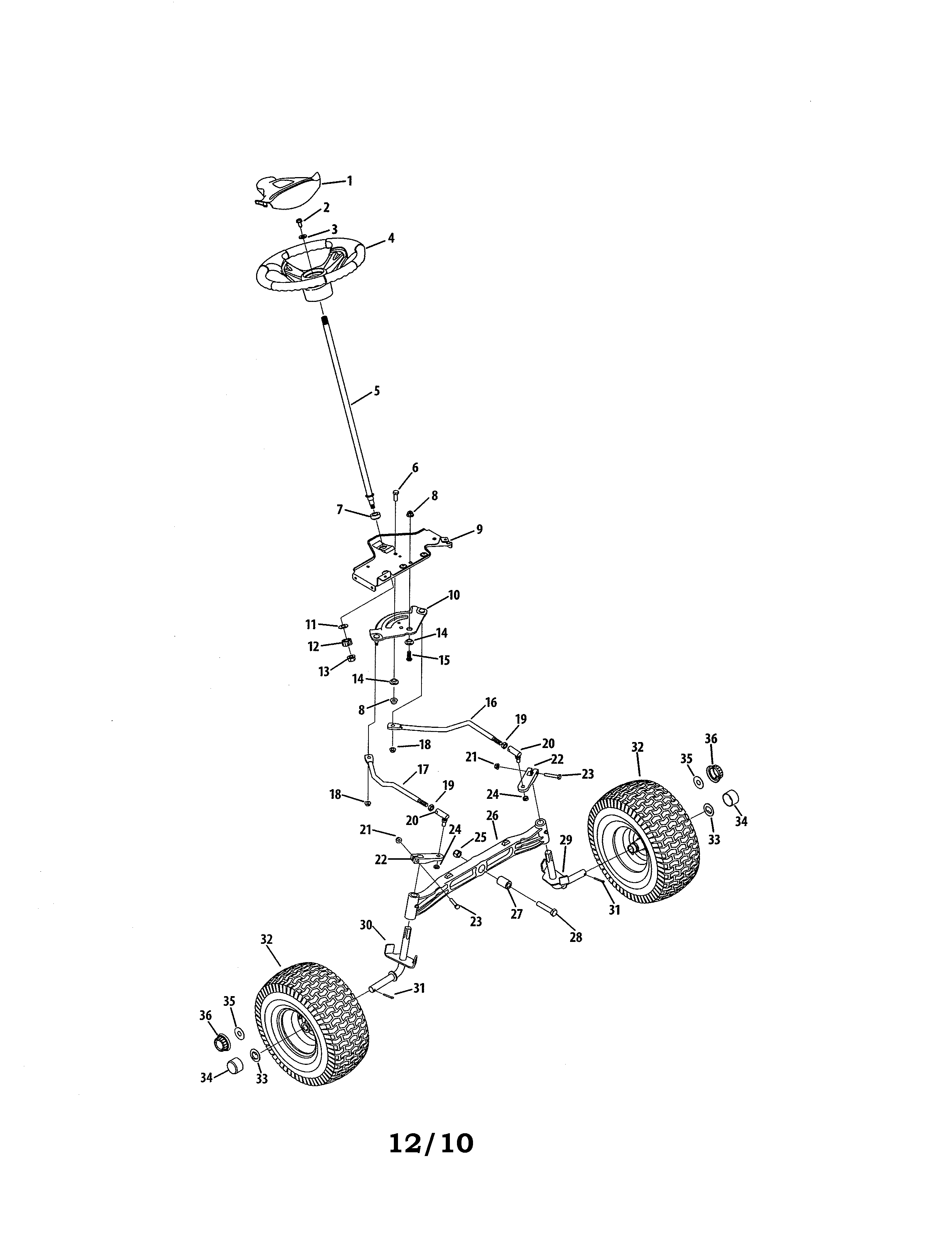 Cub Cadet 13AK92AK056 steering/front axle diagram