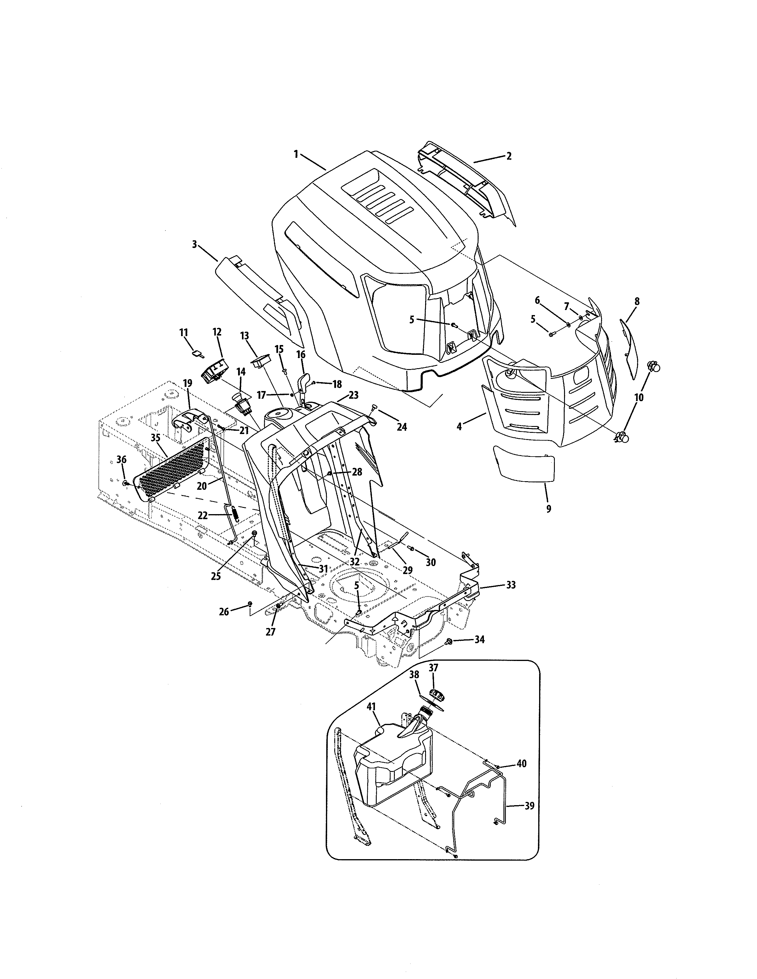 Cub Cadet 13AK92AK056 hood/dash diagram