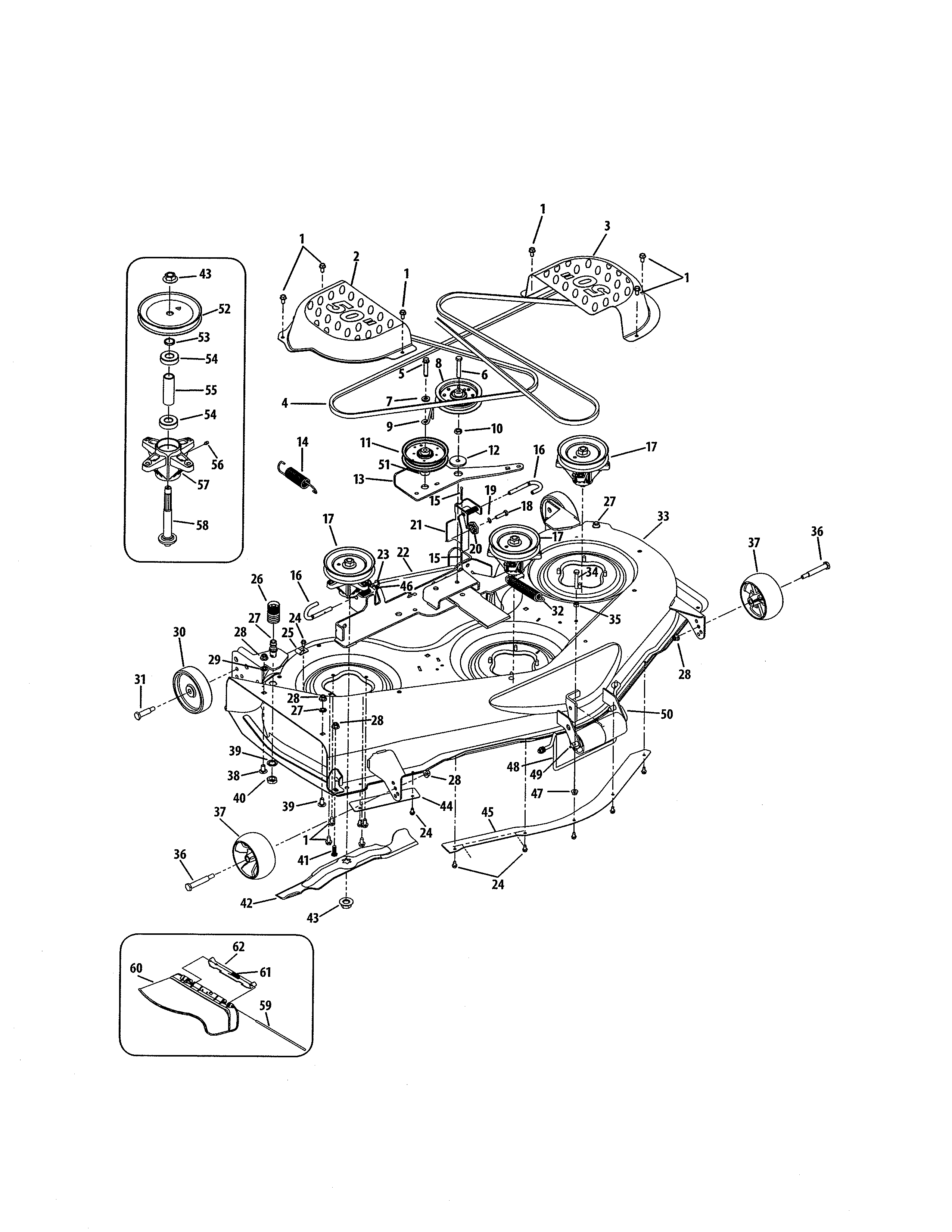 Cub Cadet 13AK92AK056 50" deck diagram