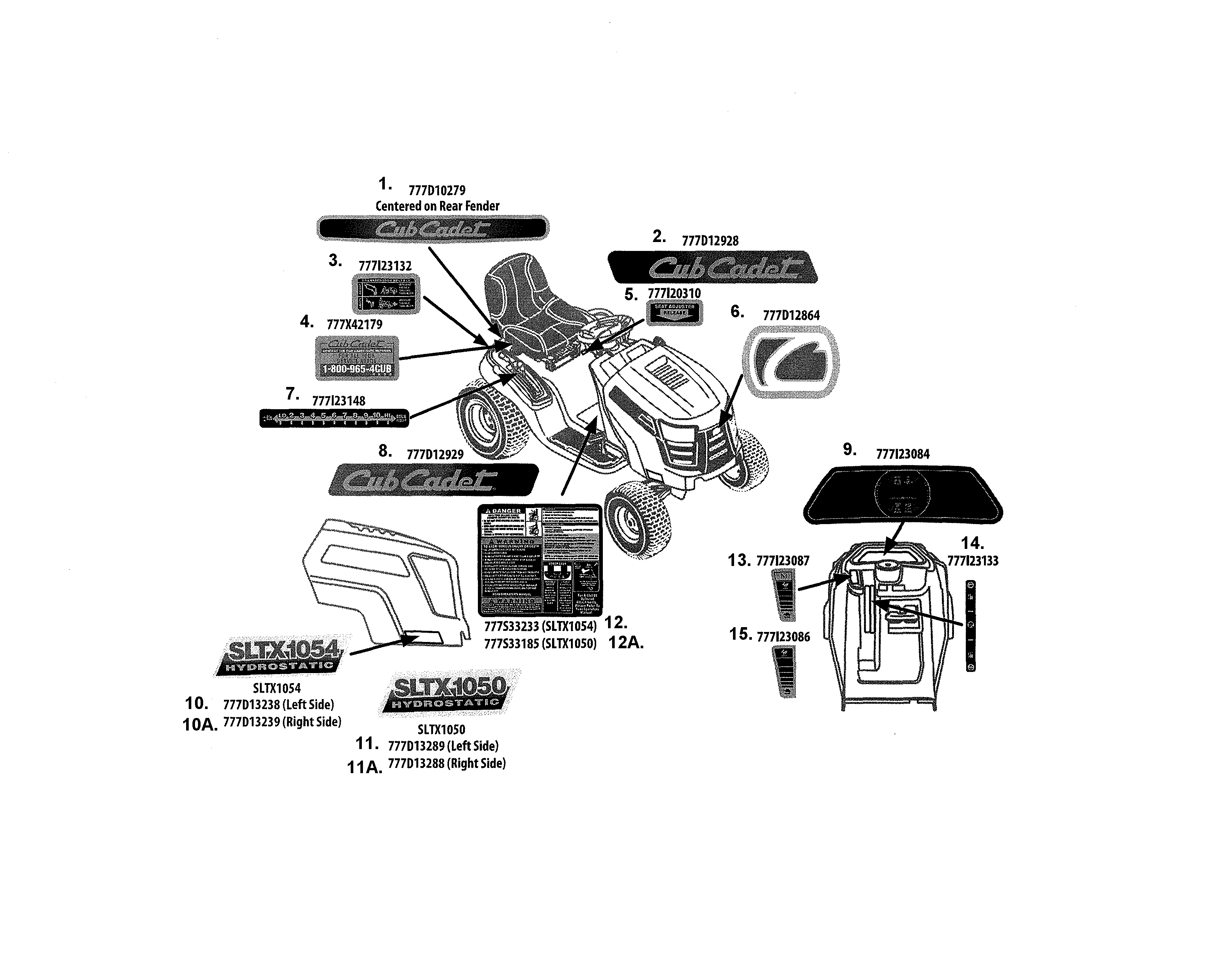 Cub Cadet 13AK92AK056 decals diagram