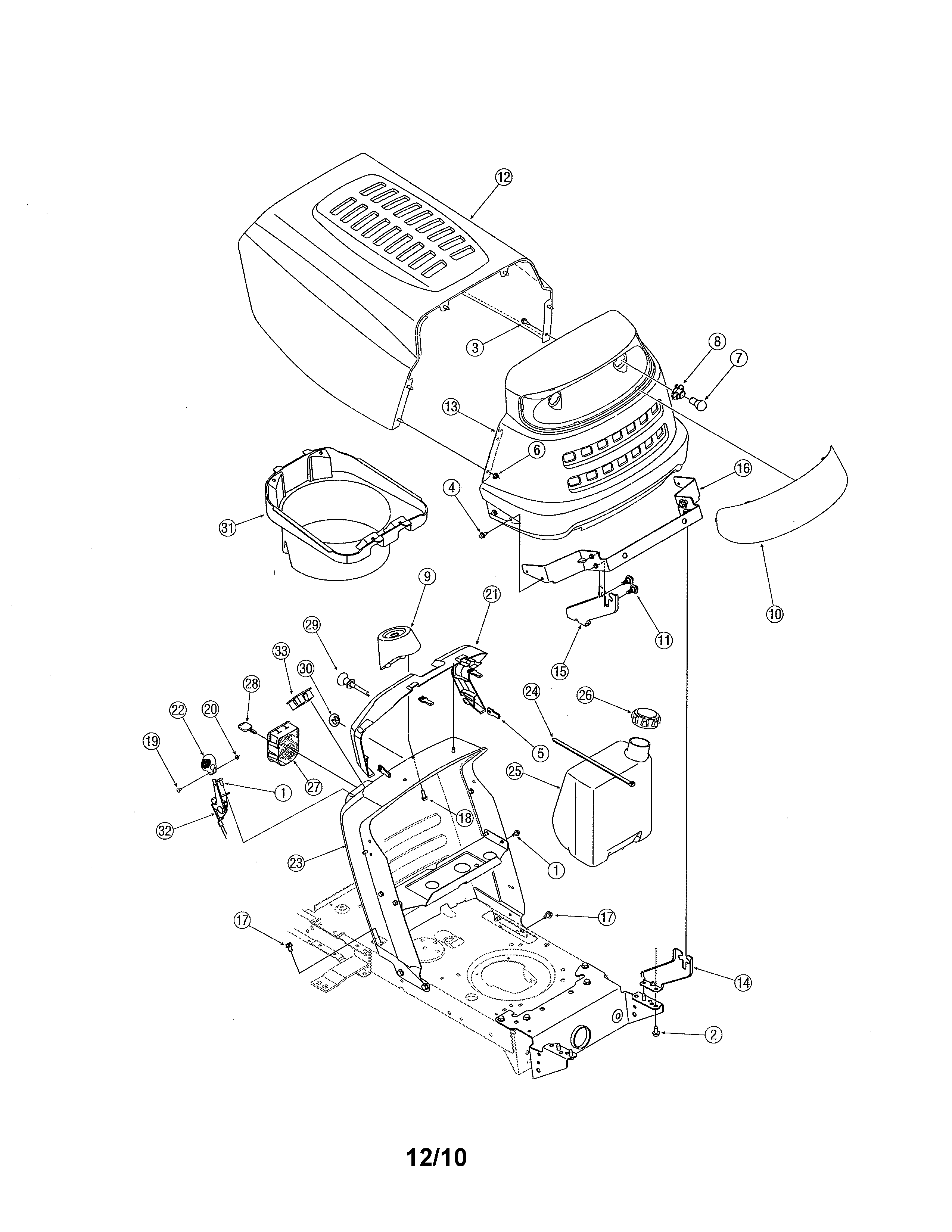 MTD 13AO791G718 bumper/hood diagram