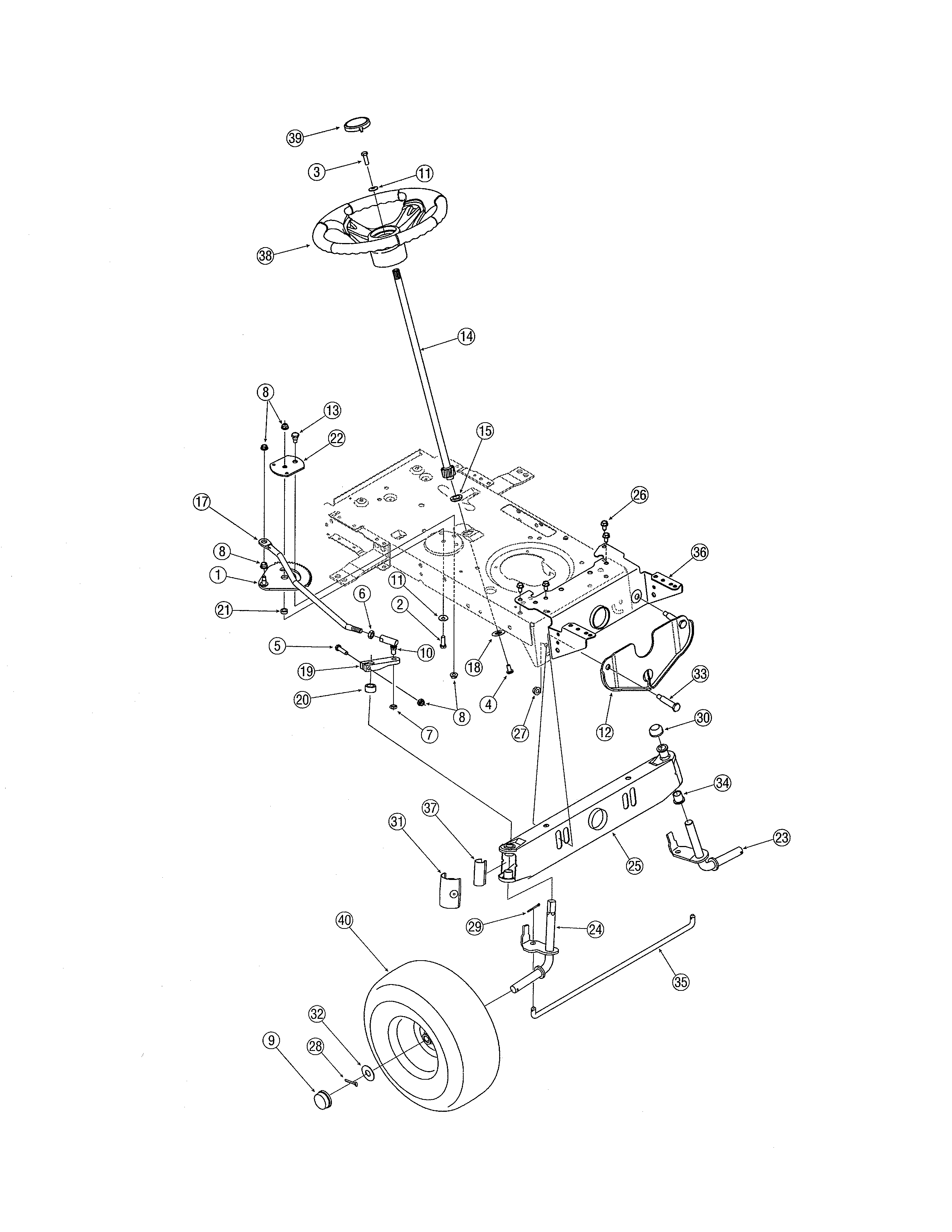 MTD 13AO791G718 steering/front axle diagram