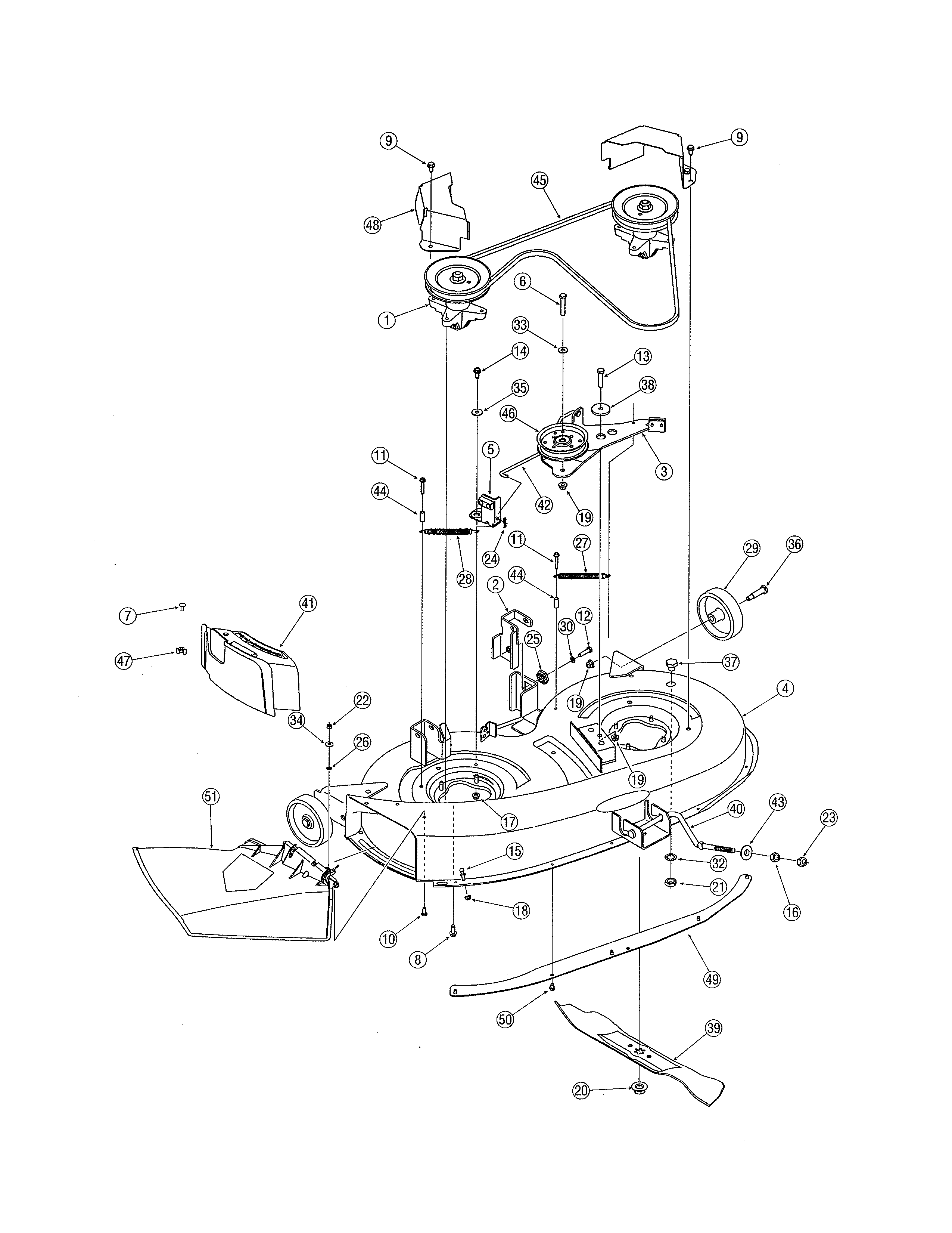 MTD 13AO791G718 38" deck diagram