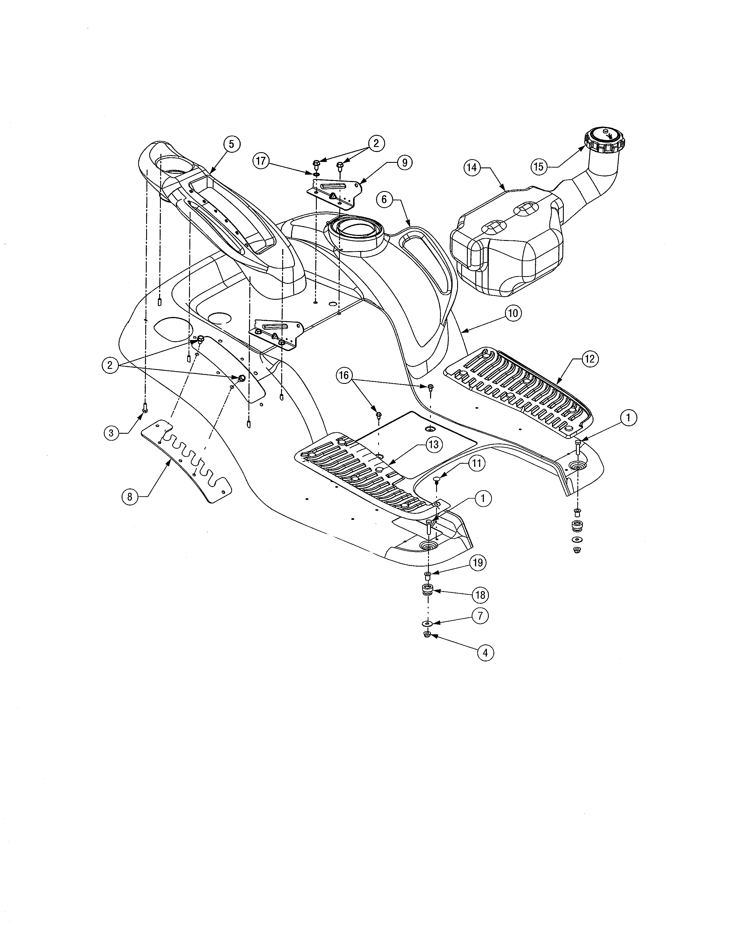 Cub Cadet 13AP11CP756 fender/fuel tank diagram