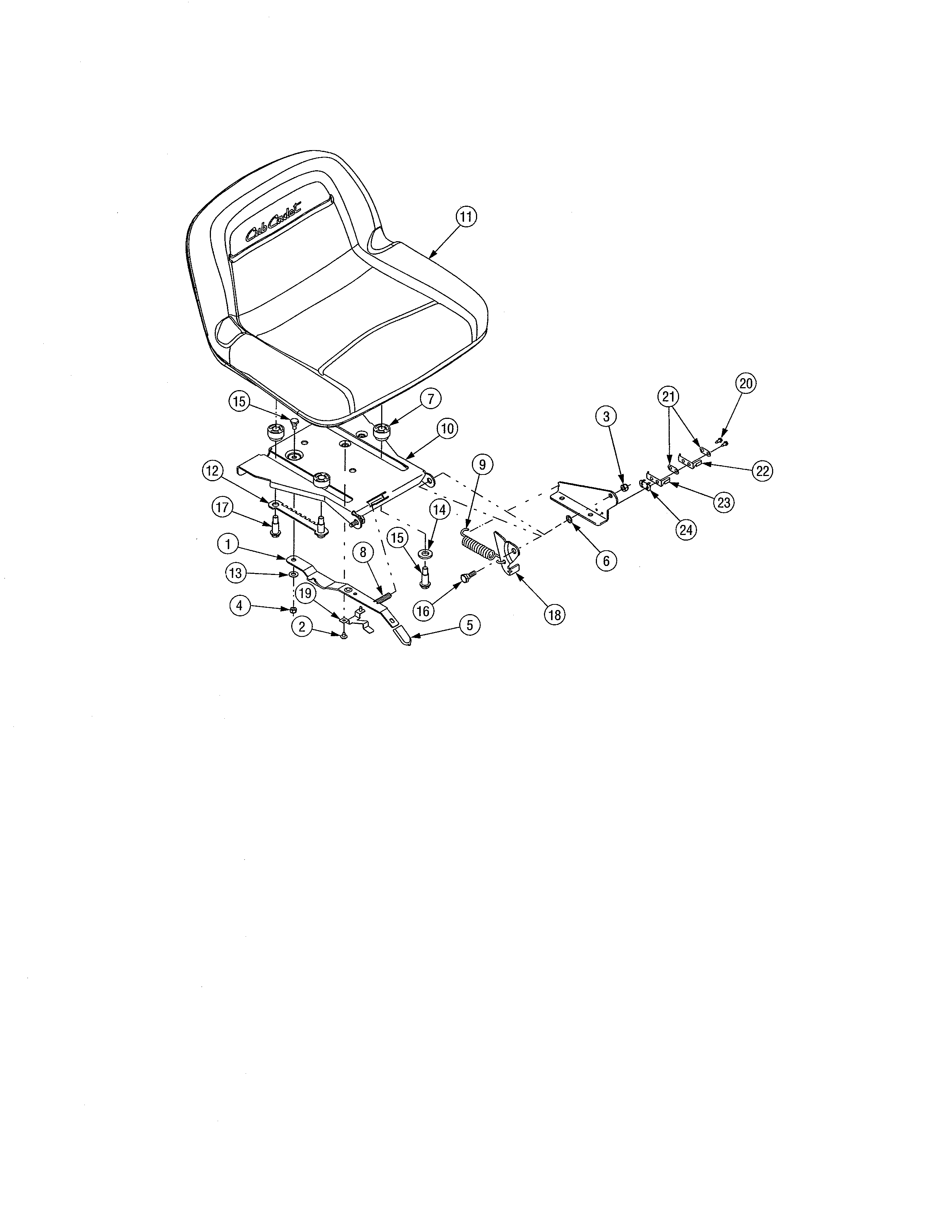 Cub Cadet 13AP11CP756 adjustable seat diagram