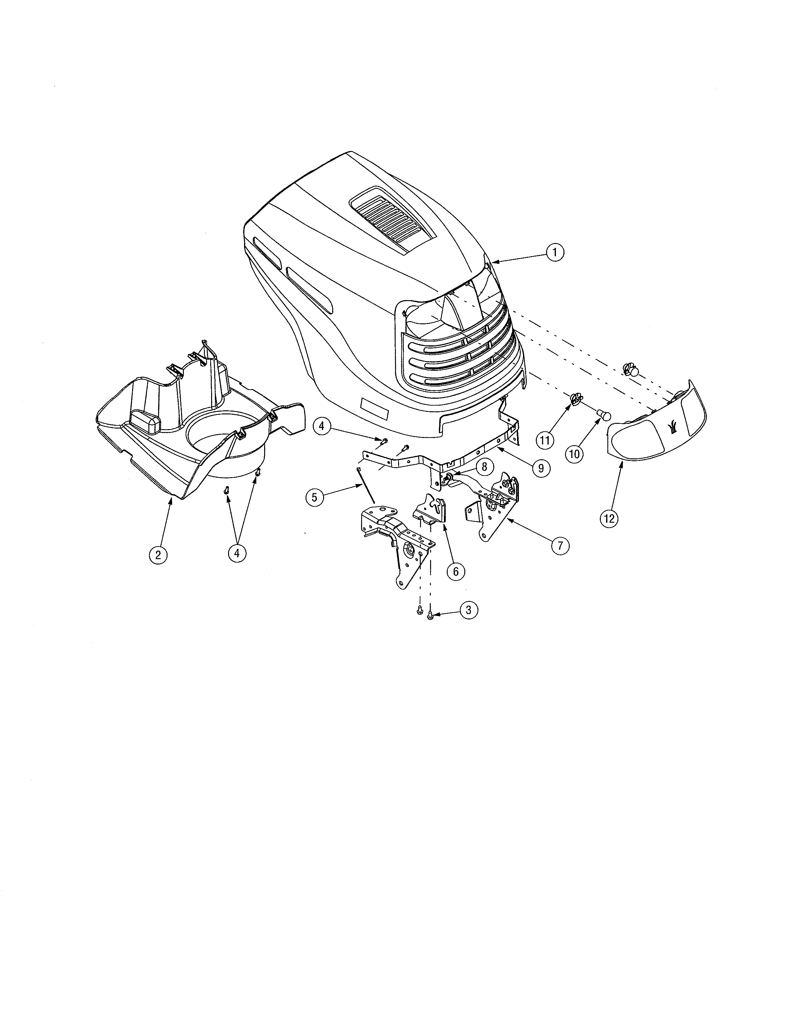 Cub Cadet 13AP11CP756 hood & grille diagram