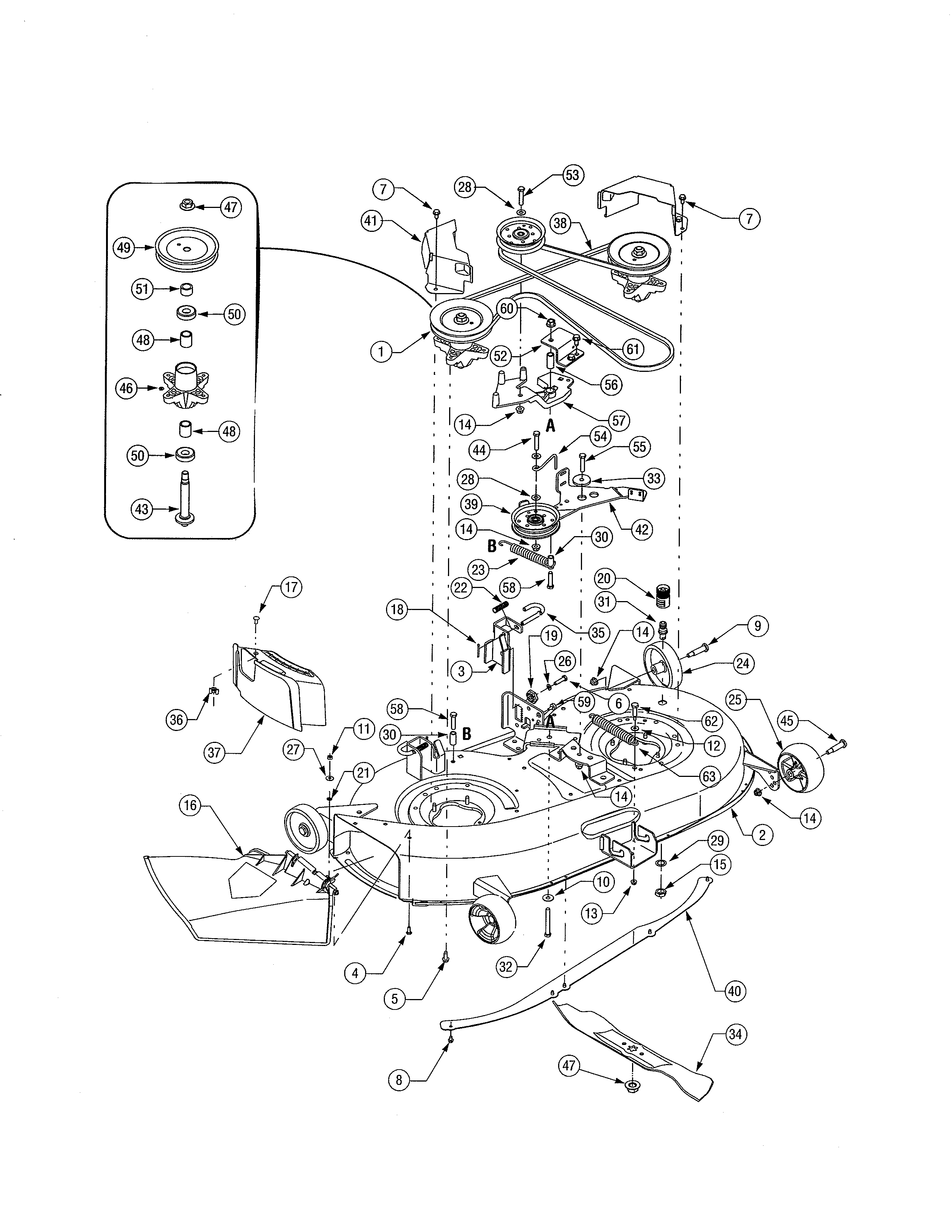Cub Cadet 13AP11CP756 42" mower deck diagram